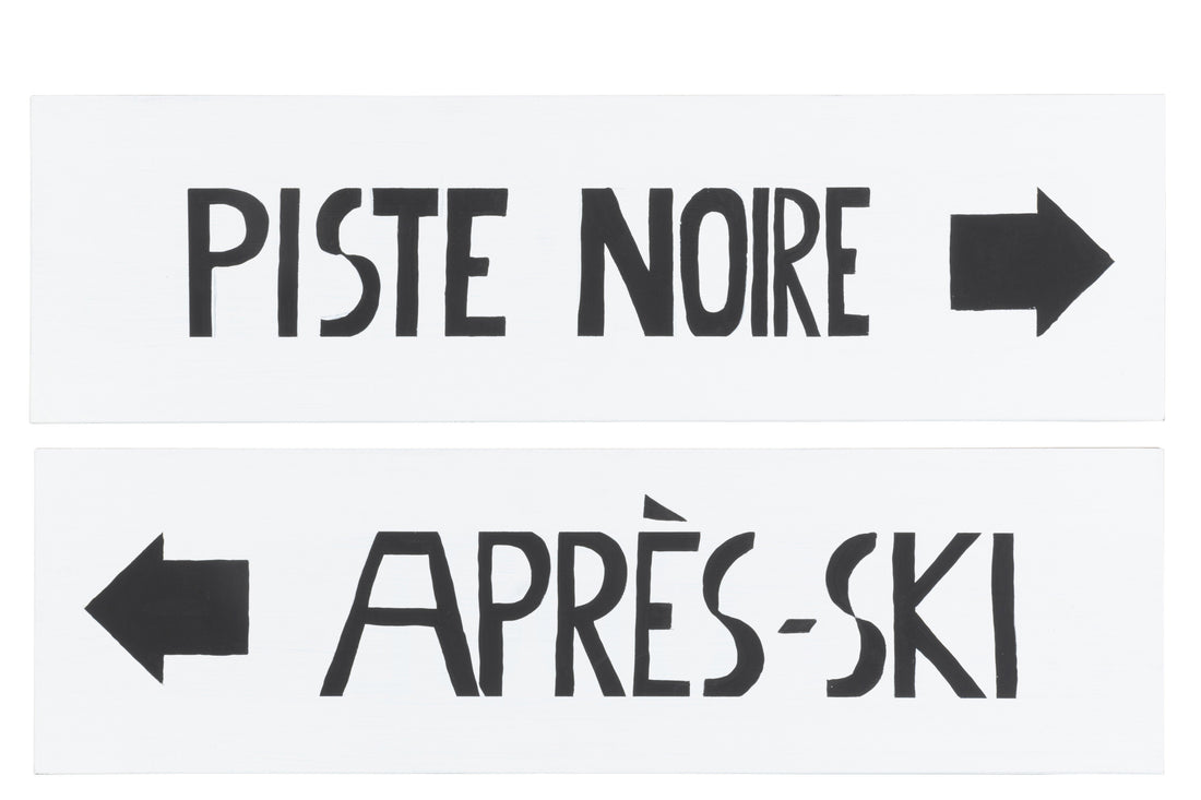 Placard Richting Zwarte Piste/Apres-Ski Hout Zwart/Wit Assortiment Van 2