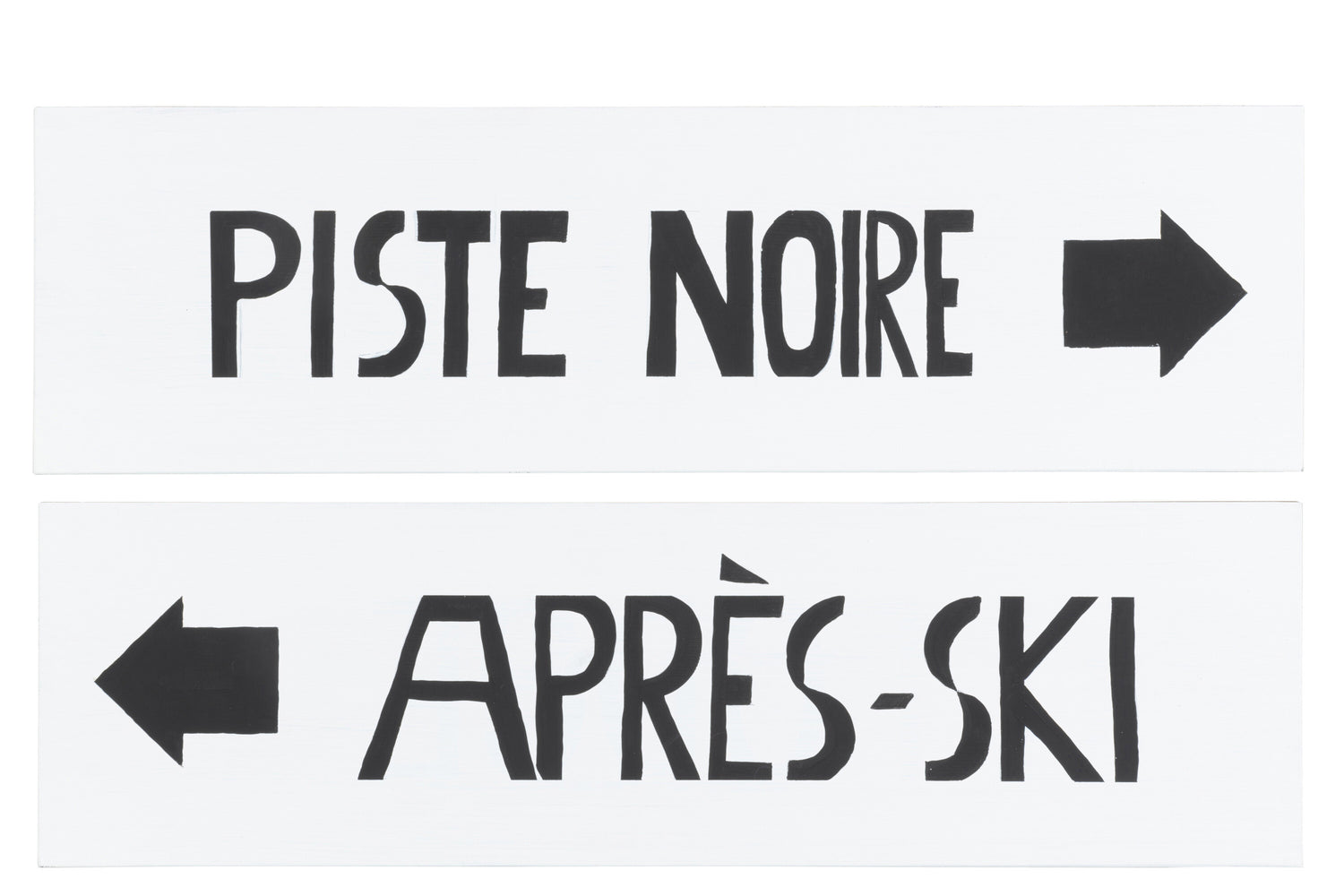 Placard Richting Zwarte Piste/Apres-Ski Hout Zwart/Wit Assortiment Van 2