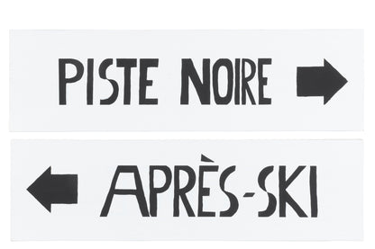 Placard Richting Zwarte Piste/Apres-Ski Hout Zwart/Wit Assortiment Van 2