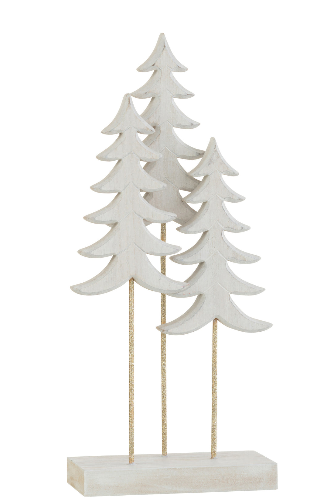 J-Line Christmas Trees On Foot 3 Pieces Wood White/Gold Large