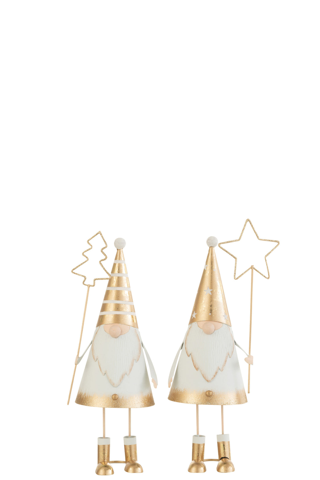 Kerstman+Wand Boom/Ster Metaal Wit/Goud Klein Assortiment Van 2