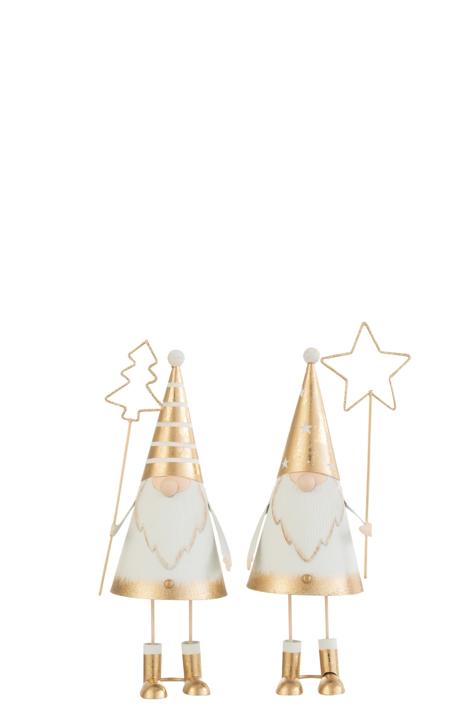 Kerstman+Wand Boom/Ster Metaal Wit/Goud Klein Assortiment Van 2