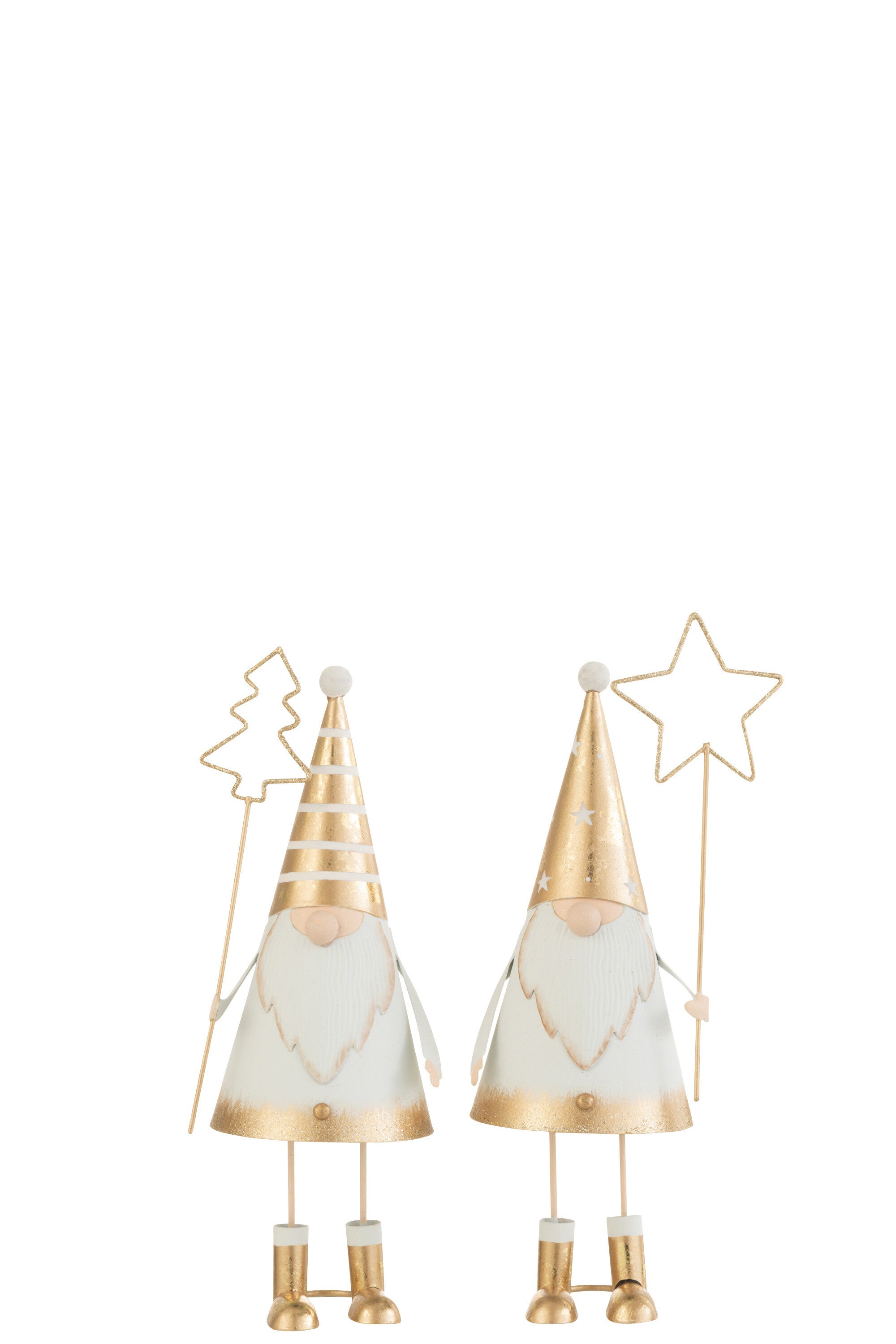 Kerstman+Wand Boom/Ster Metaal Wit/Goud Klein Assortiment Van 2
