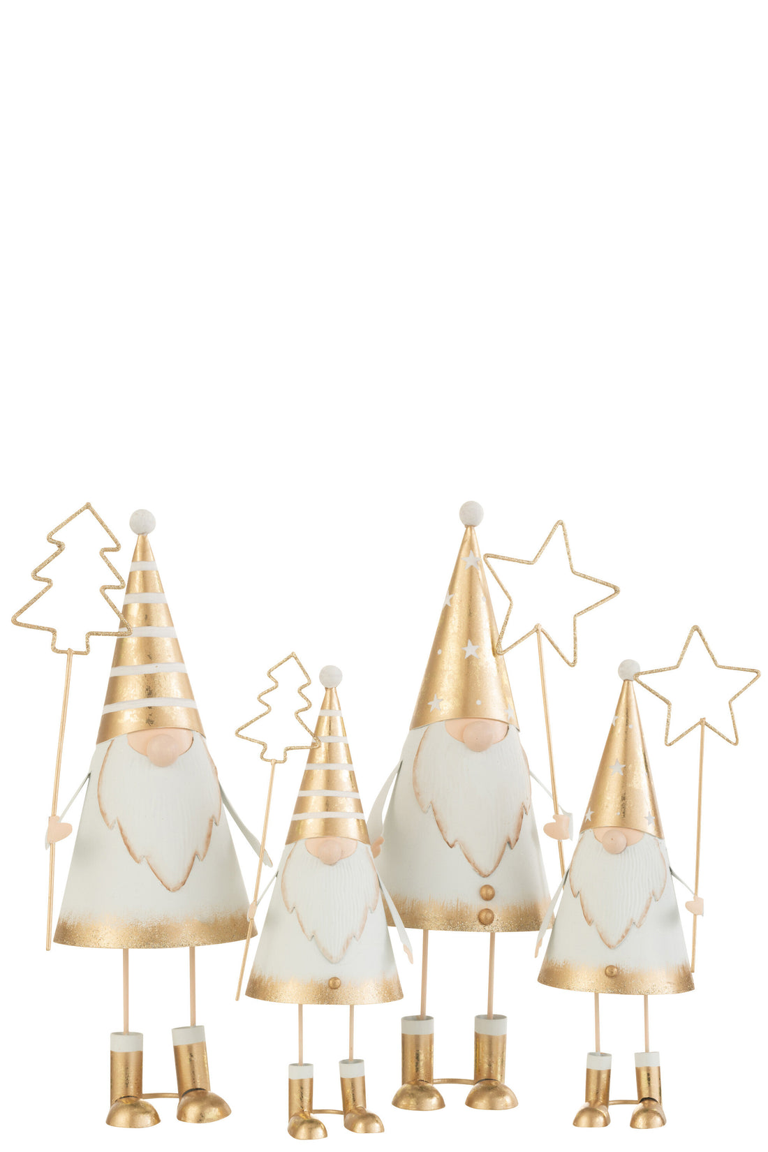 Kerstman+Wand Boom/Ster Metaal Wit/Goud Groot Assortiment Van 2