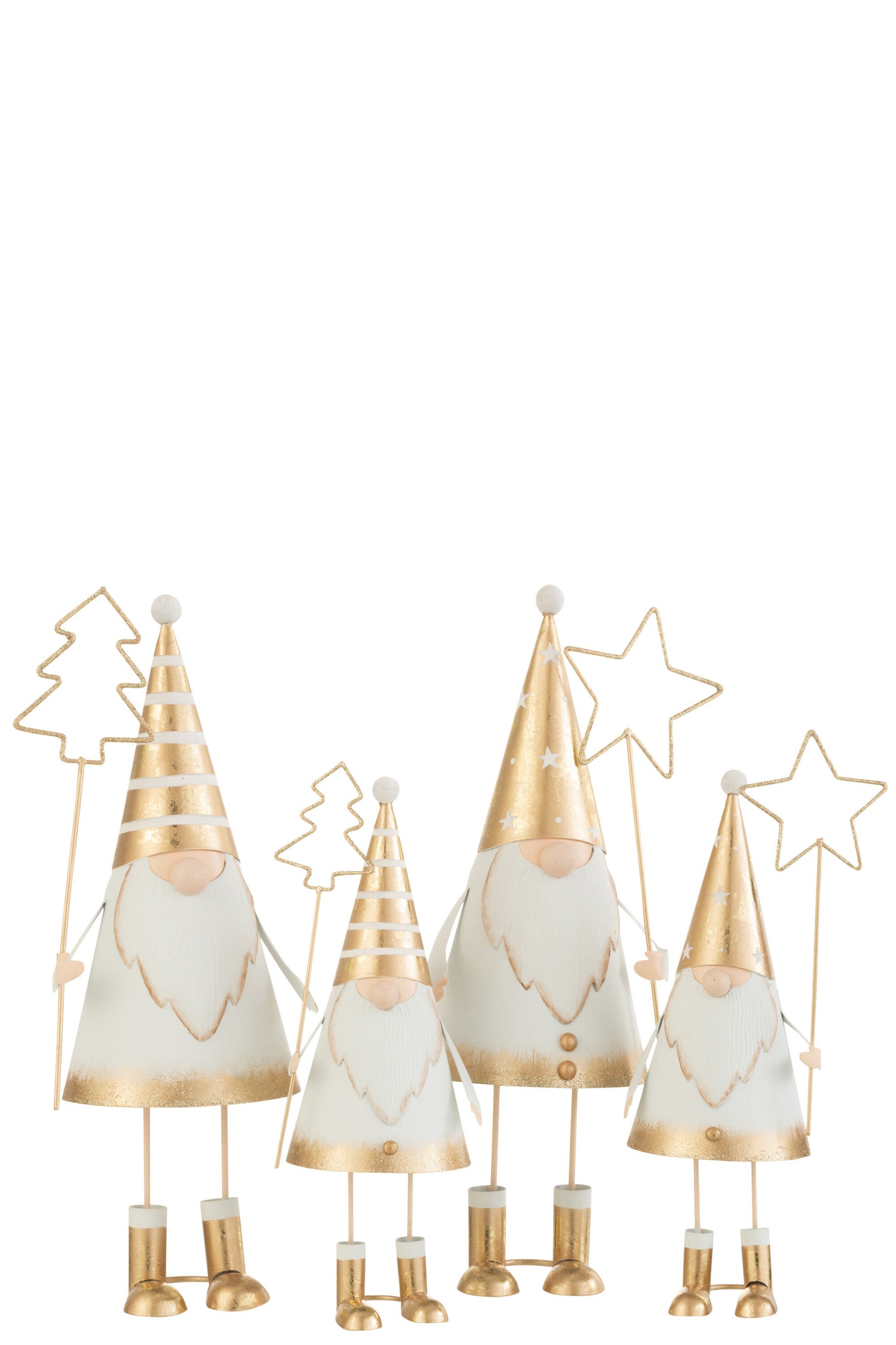 Kerstman+Wand Boom/Ster Metaal Wit/Goud Groot Assortiment Van 2