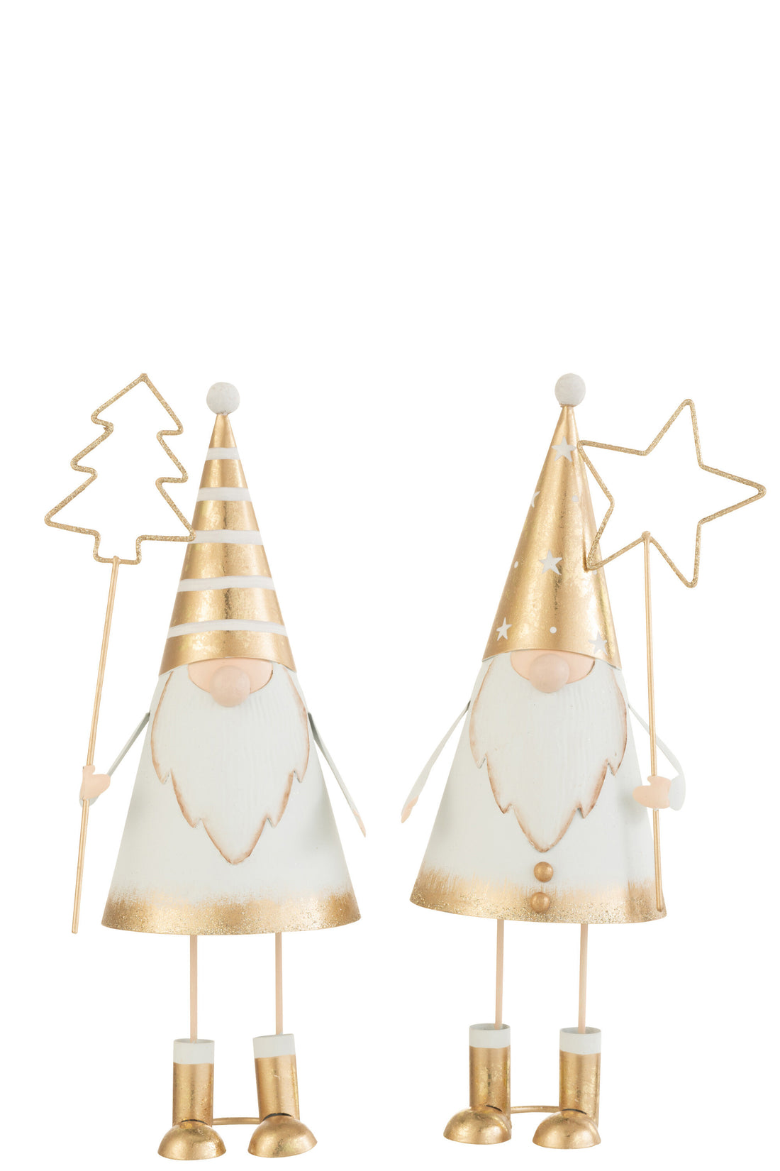 Kerstman+Wand Boom/Ster Metaal Wit/Goud Groot Assortiment Van 2
