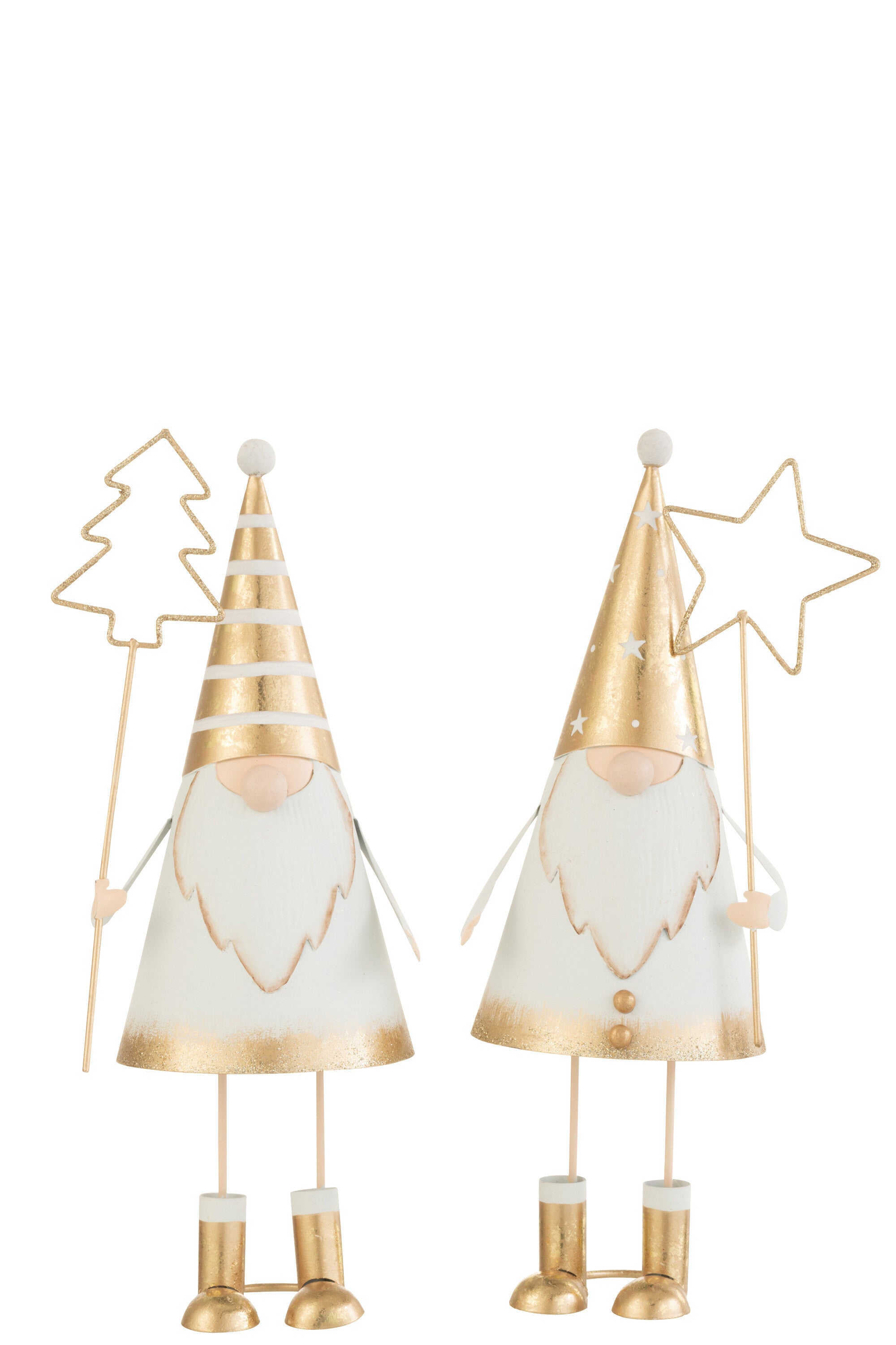 Kerstman+Wand Boom/Ster Metaal Wit/Goud Groot Assortiment Van 2