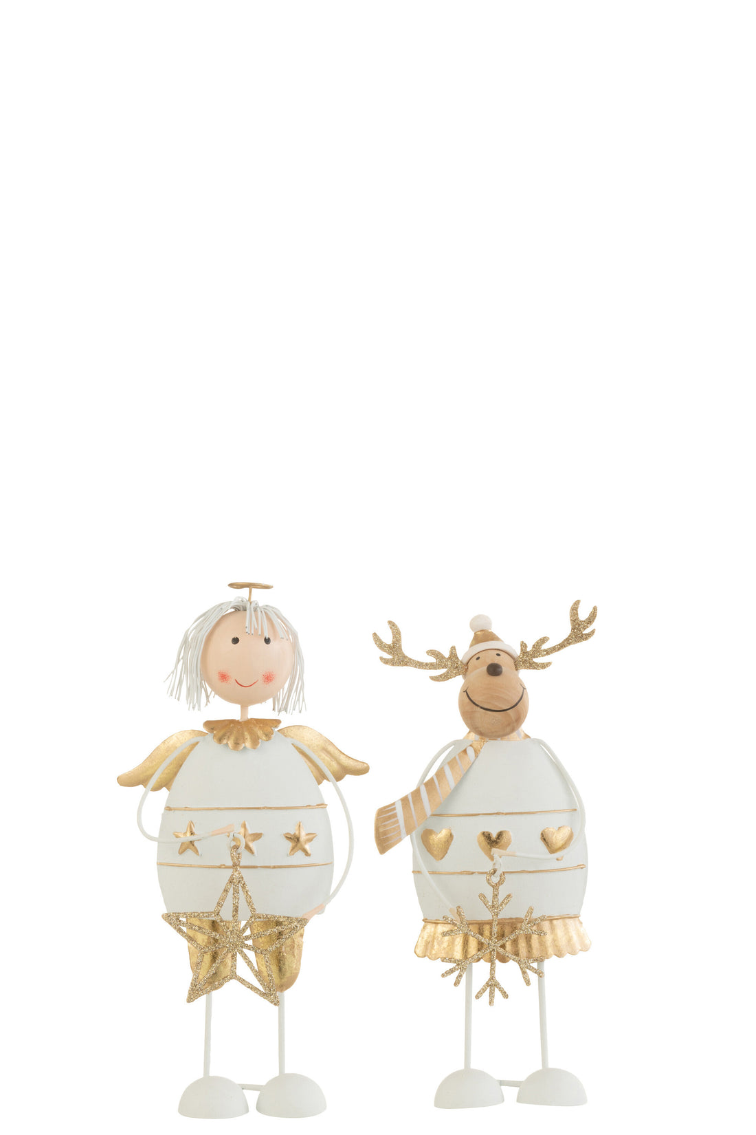 Engel/Rendier Metaal Wit/Goud Klein Assortiment Van 2