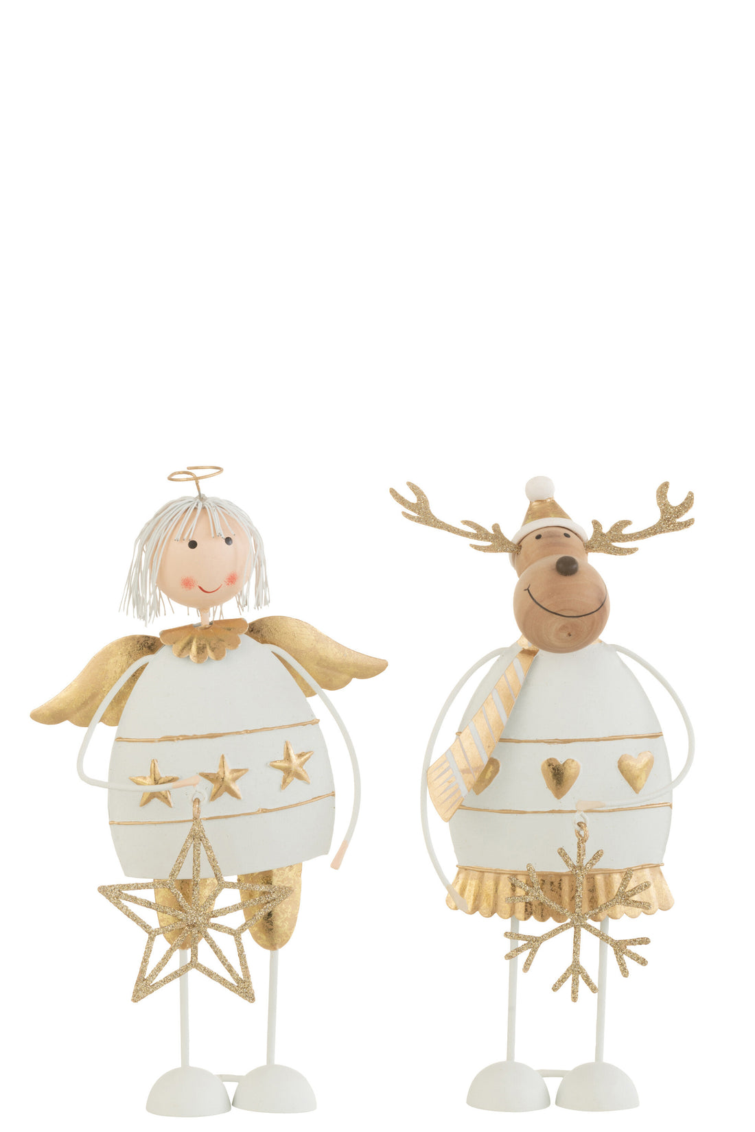 Engel/Rendier Metaal Wit/Goud Groot Assortiment Van 2