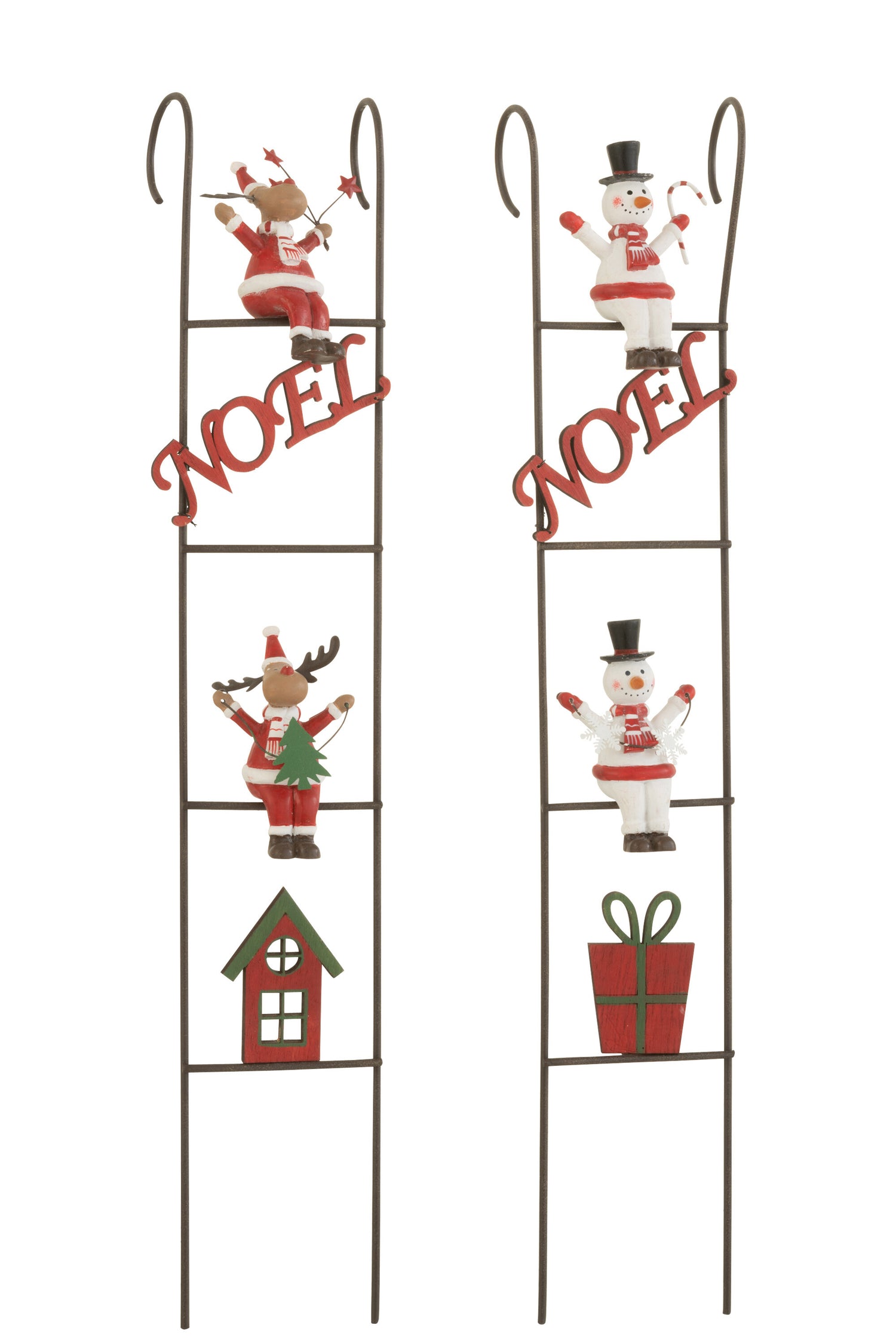 Ladder Deco Rendier/Sneeuwpop Metaal Mix Assortiment Van 2