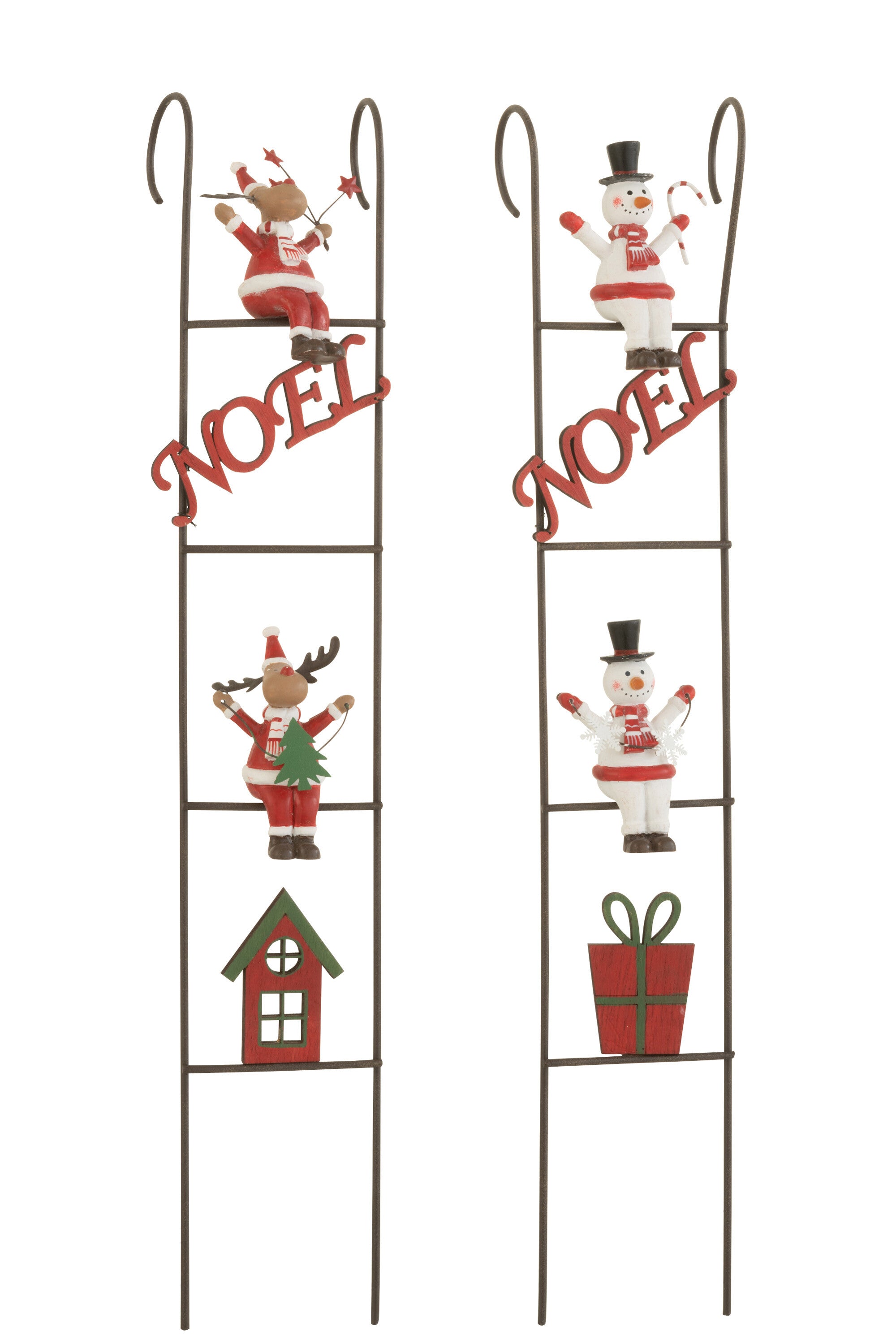 Ladder Deco Rendier/Sneeuwpop Metaal Mix Assortiment Van 2
