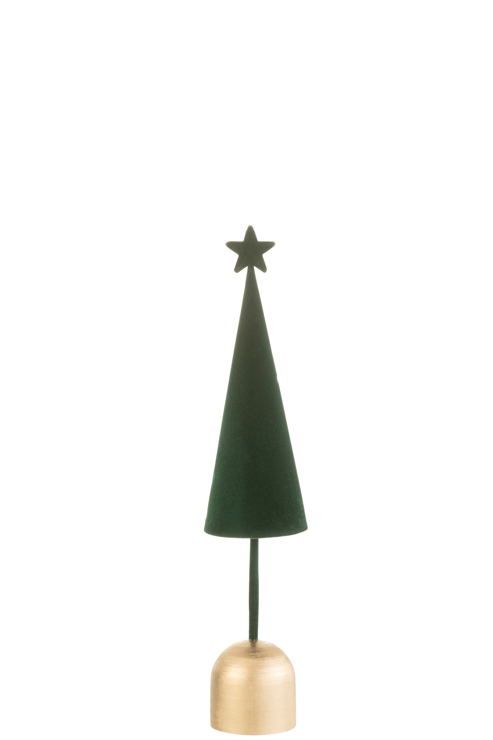 J-Line Christmas Tree Cone On Foot+Star Velvet/Wood Green S