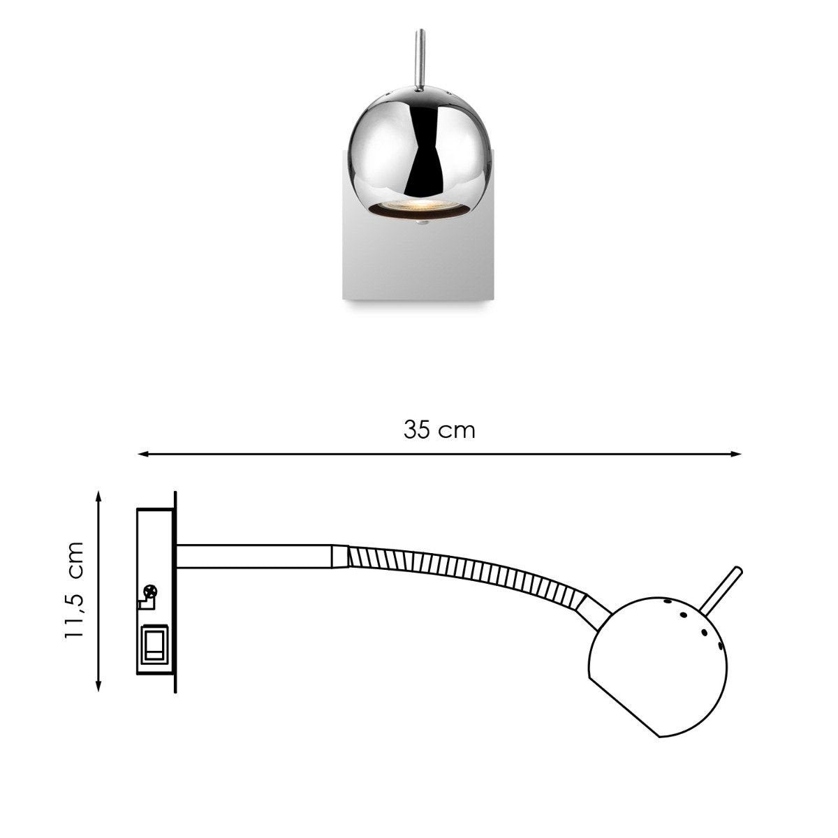 Wandspot Bollo L - incl. dimbare LED lamp - chroom