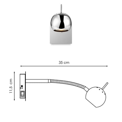 Wandspot Bollo L - incl. dimbare LED lamp - chroom