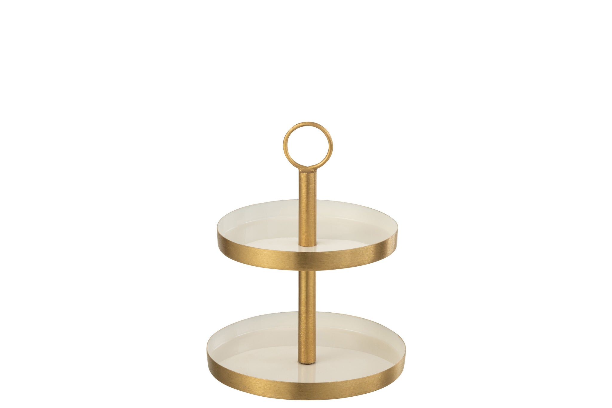 J-Line 2 Niveaus Cake plateau - taartplateau - metaal - wit/ goud