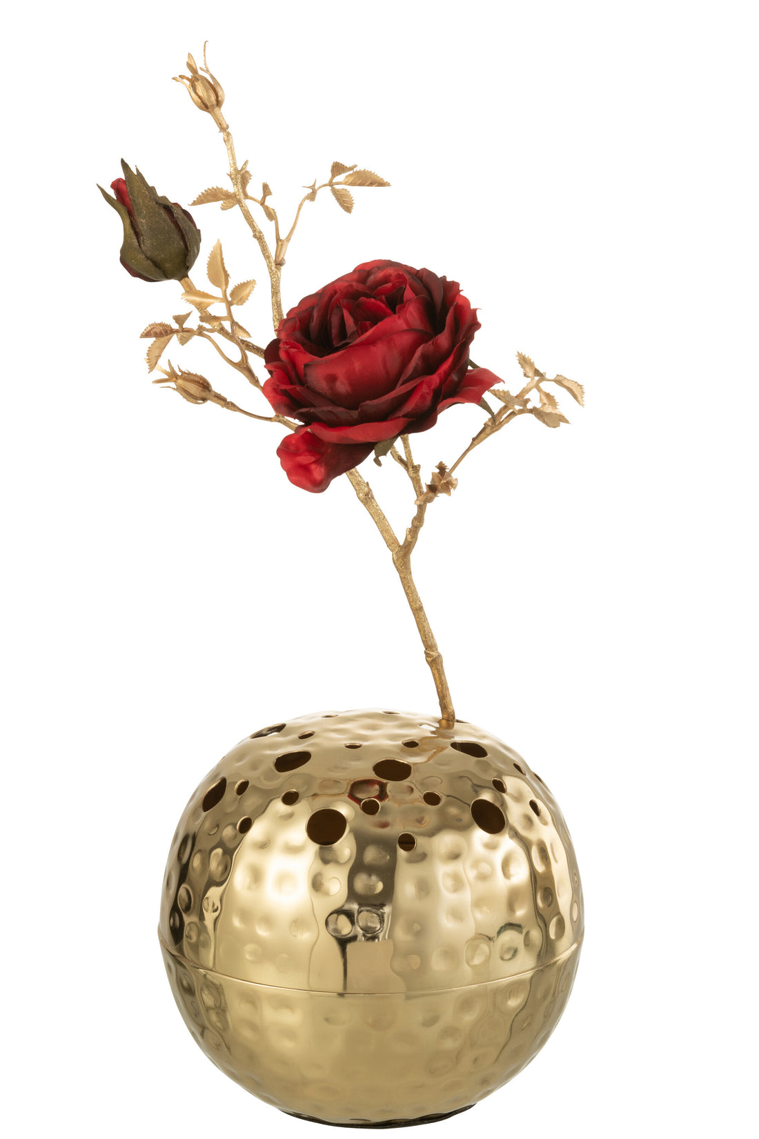 J-Line Vaas Ball Met Gaten Metaal Goud Small - 15.00 cm hoog