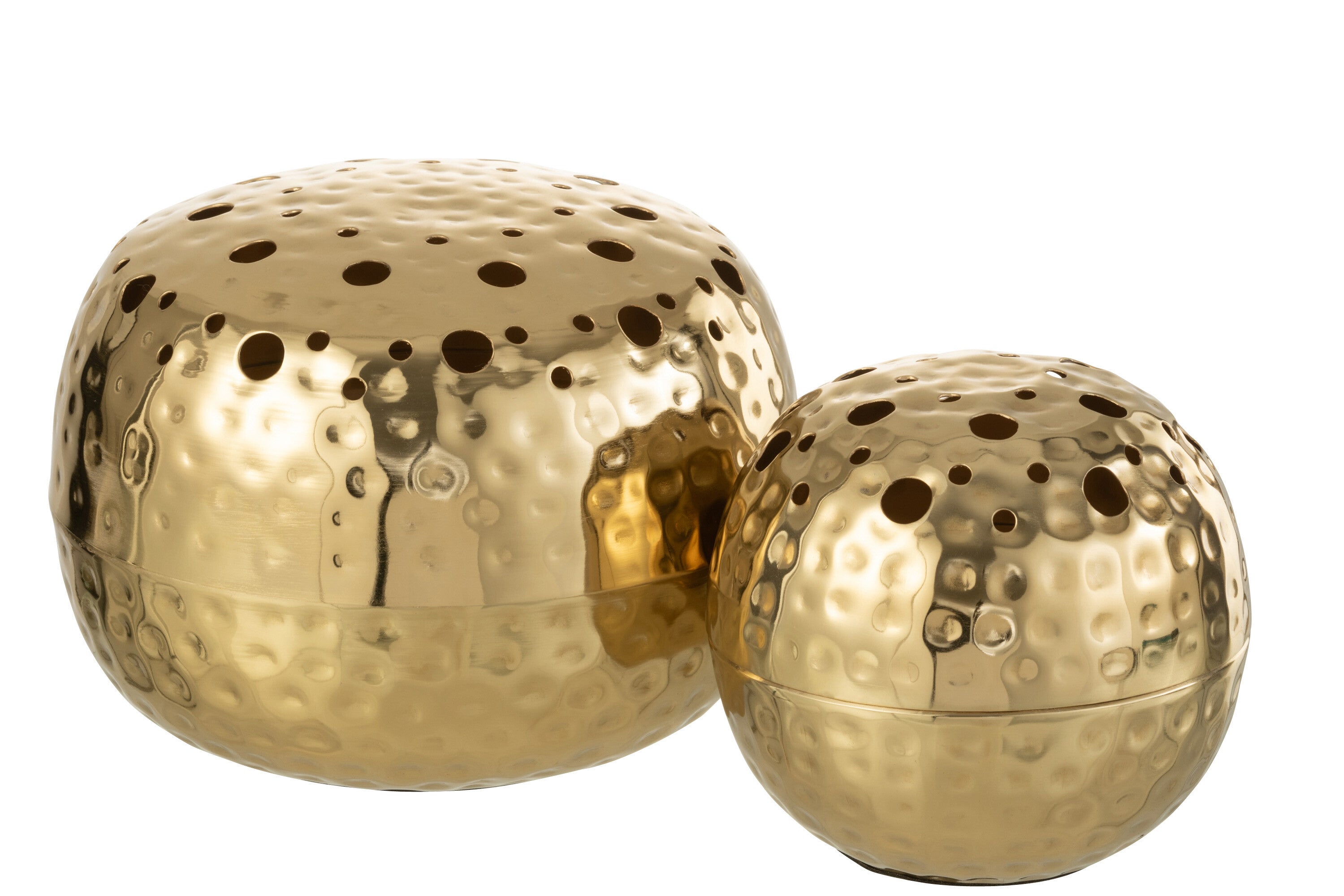 J-Line Vaas Ball Met Gaten Metaal Goud Large - 8.50 cm hoog