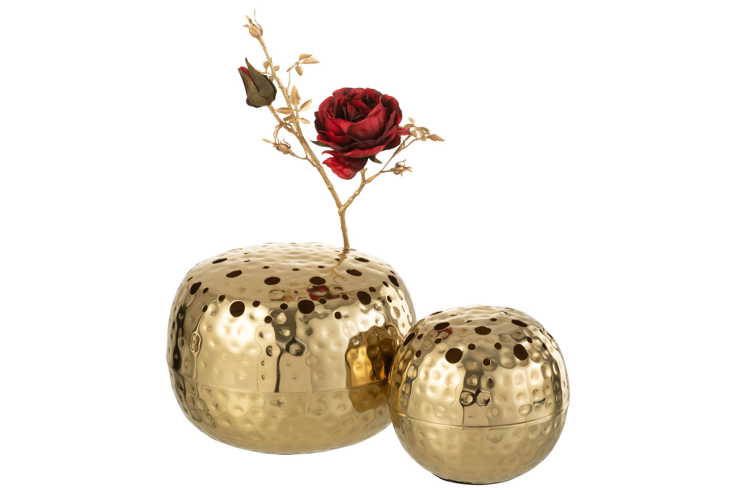 J-Line Vaas Ball Met Gaten Metaal Goud Large - 8.50 cm hoog