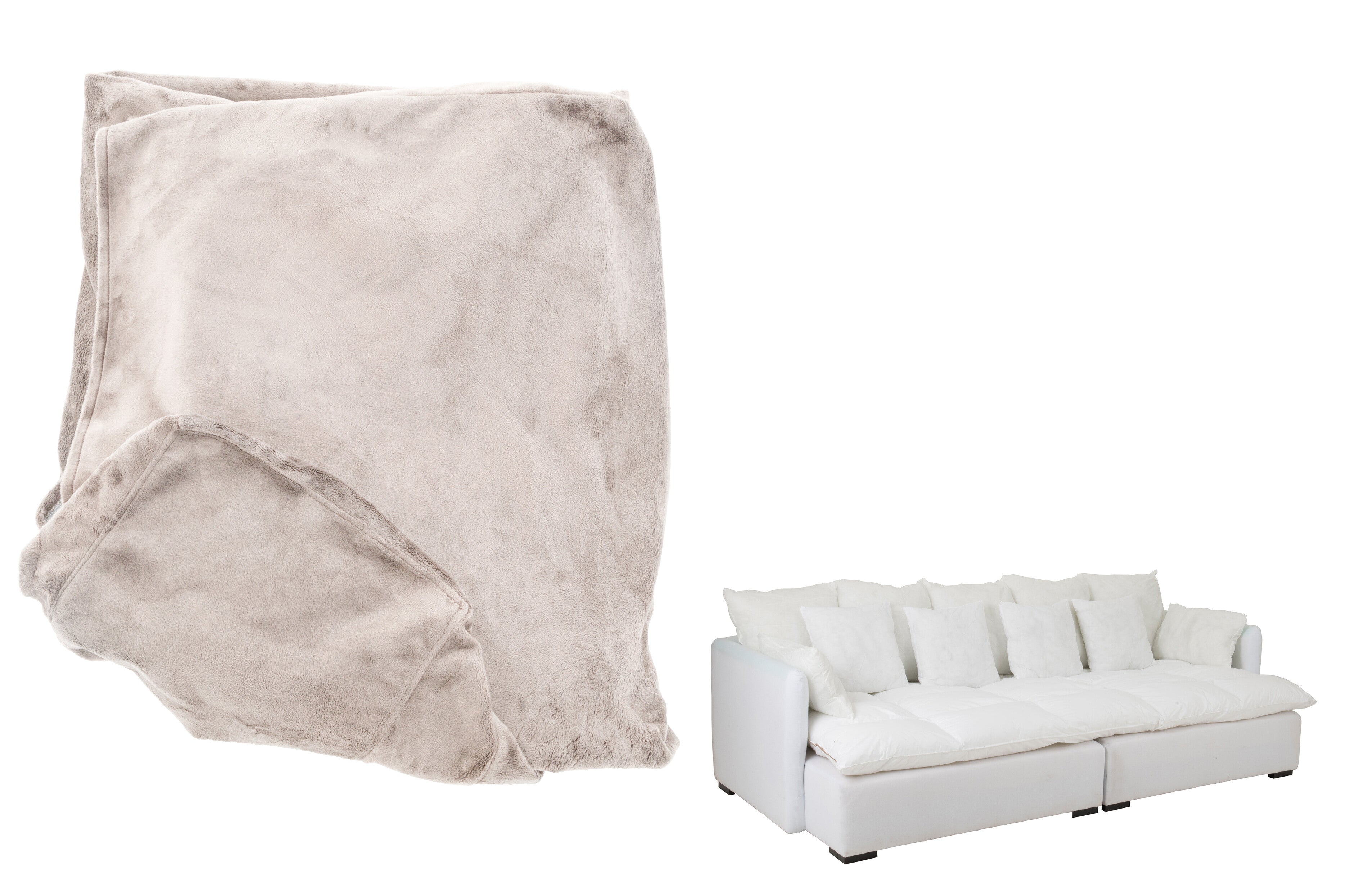 Hoes Stoel + 11 Kussens Strand Fluweel Beige