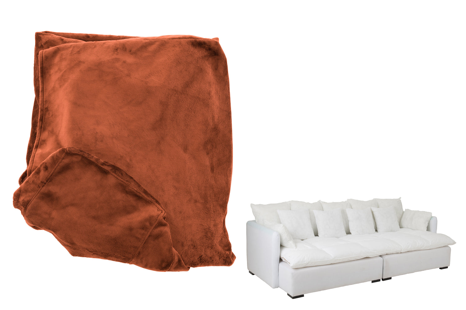 Hoes Stoel + 11 Kussens Strand Fluweel Roest