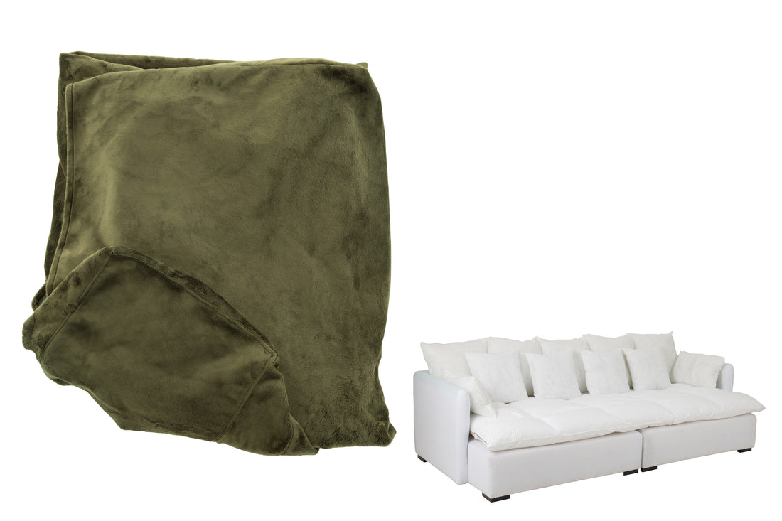 Hoes Stoel + 11 Kussens Strand Fluweel Mosgroen