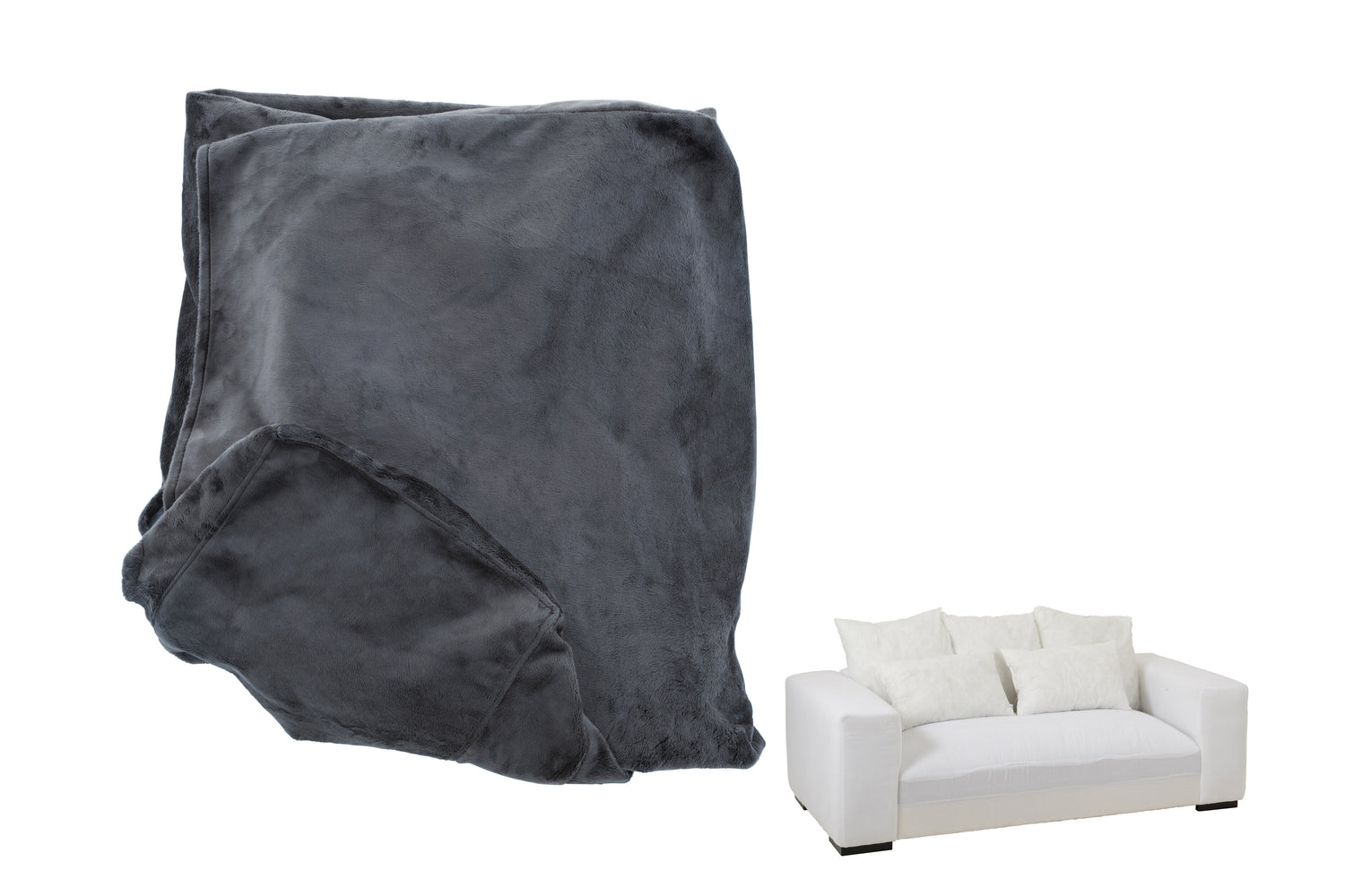 Hoes Stoel + 5 Kussens Monaco Bank Fluweel Donkergrijs