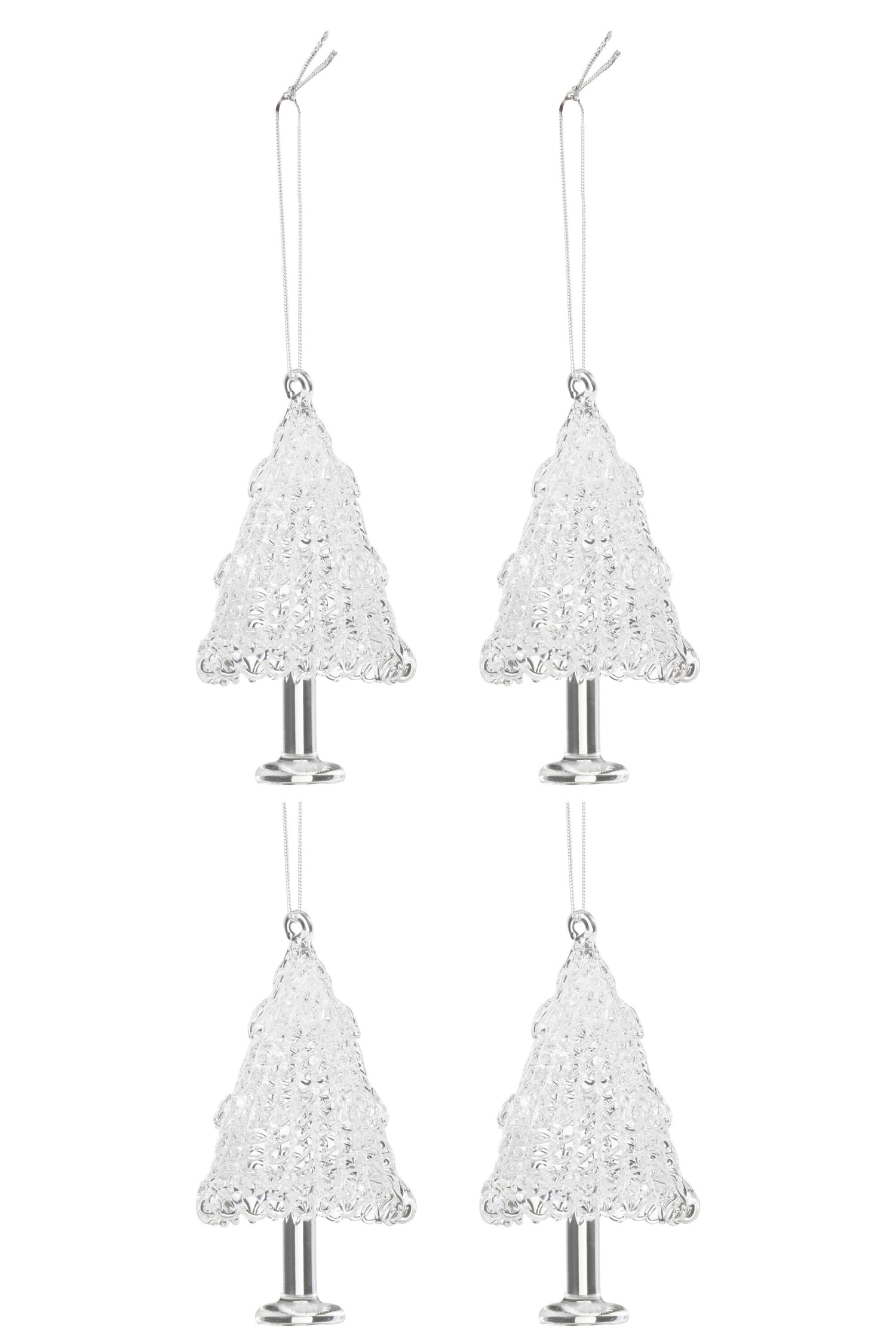 J-Line Doos Van 4 Kerstboom Hanger Glas Transparant