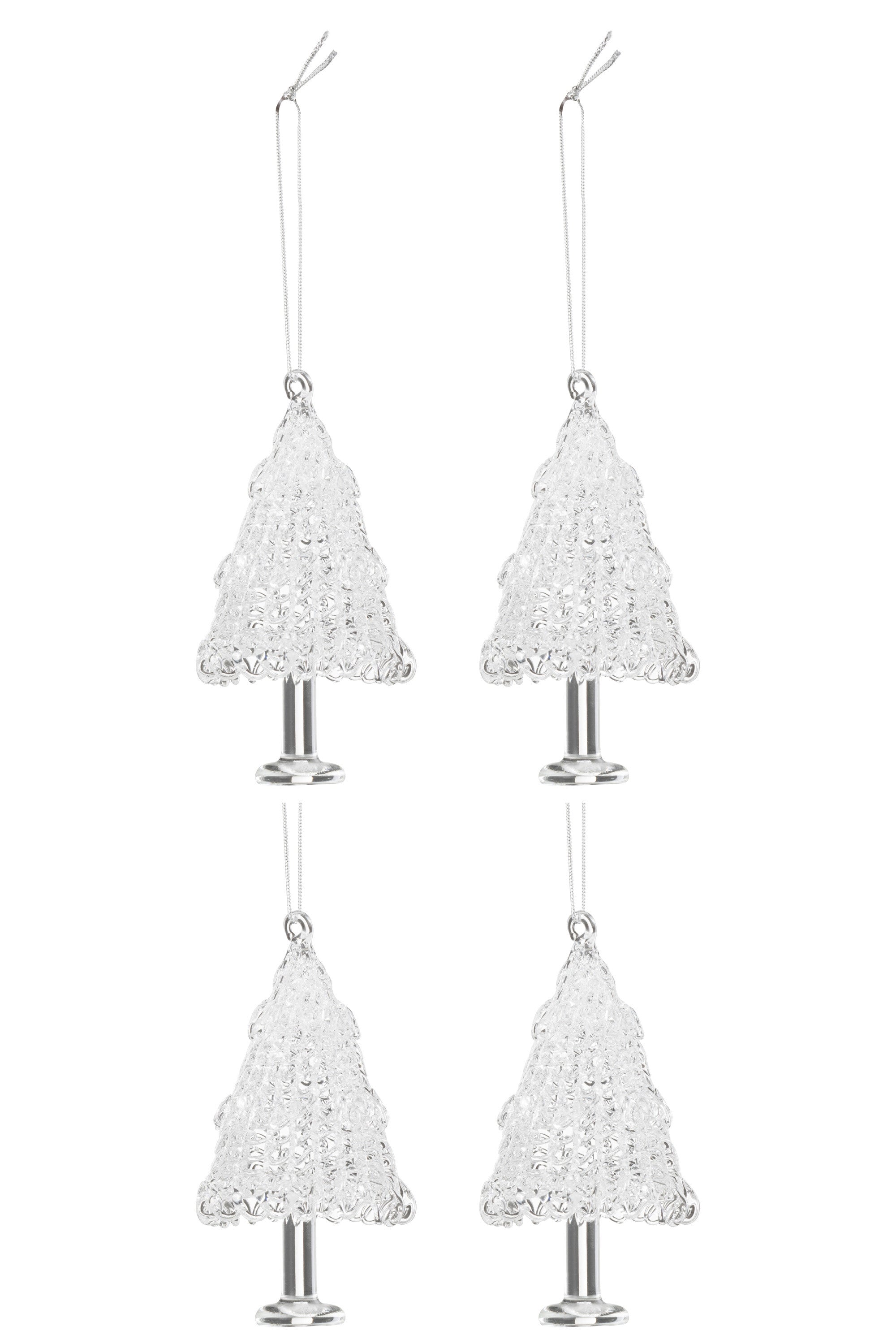 J-Line Doos Van 4 Kerstboom Hanger Glas Transparant