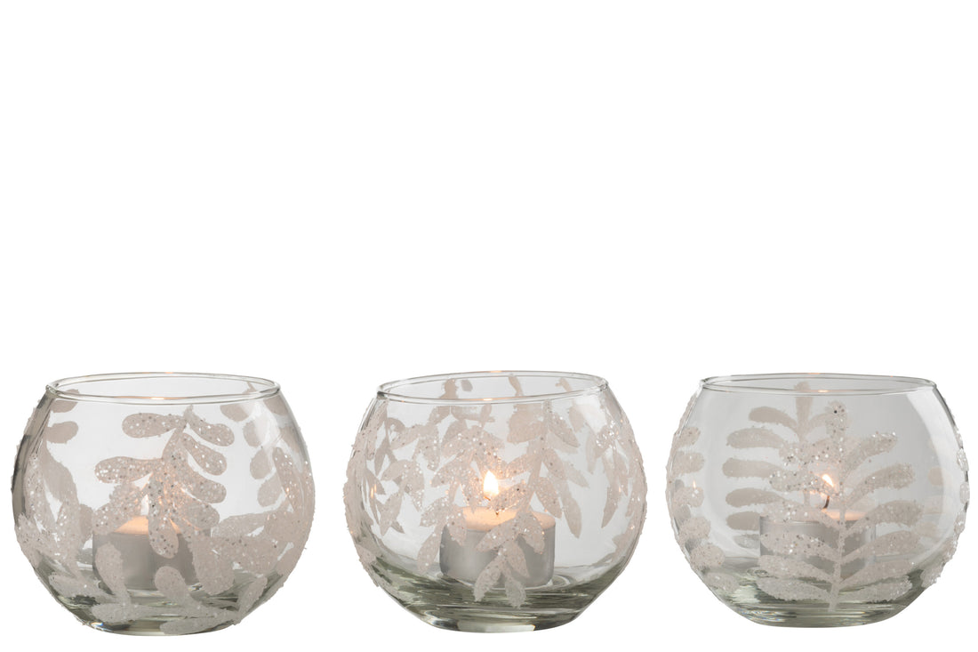Orkaan Laat Pailletten Glas Wit Assortiment Van 3