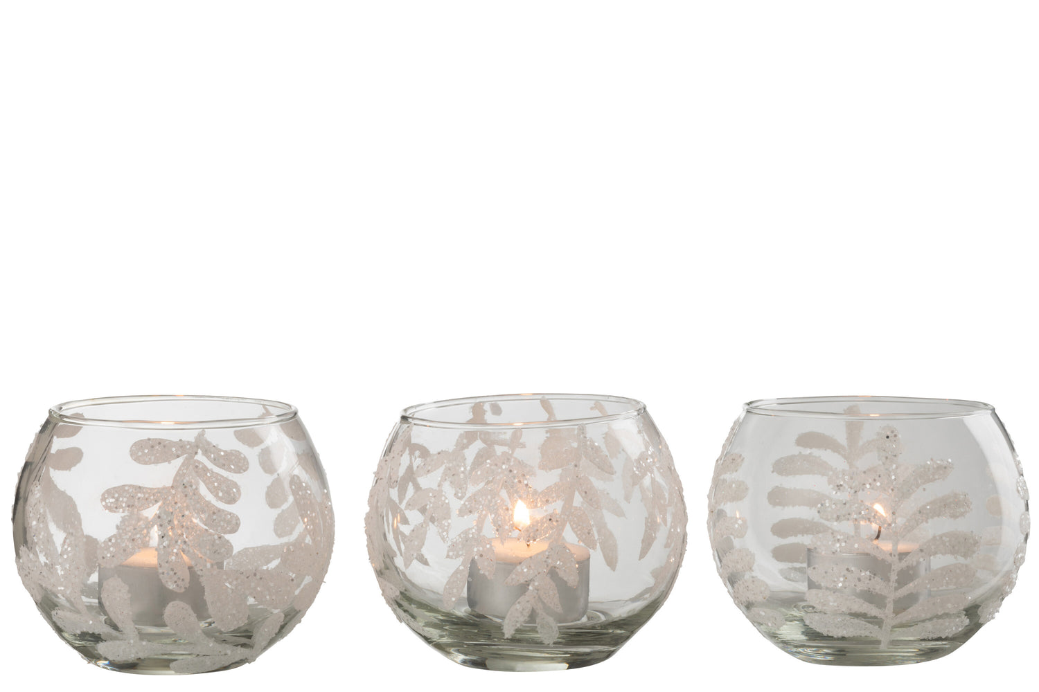 Orkaan Laat Pailletten Glas Wit Assortiment Van 3