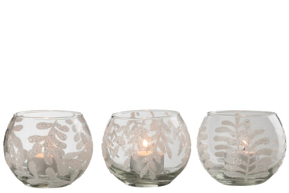 Orkaan Laat Pailletten Glas Wit Assortiment Van 3