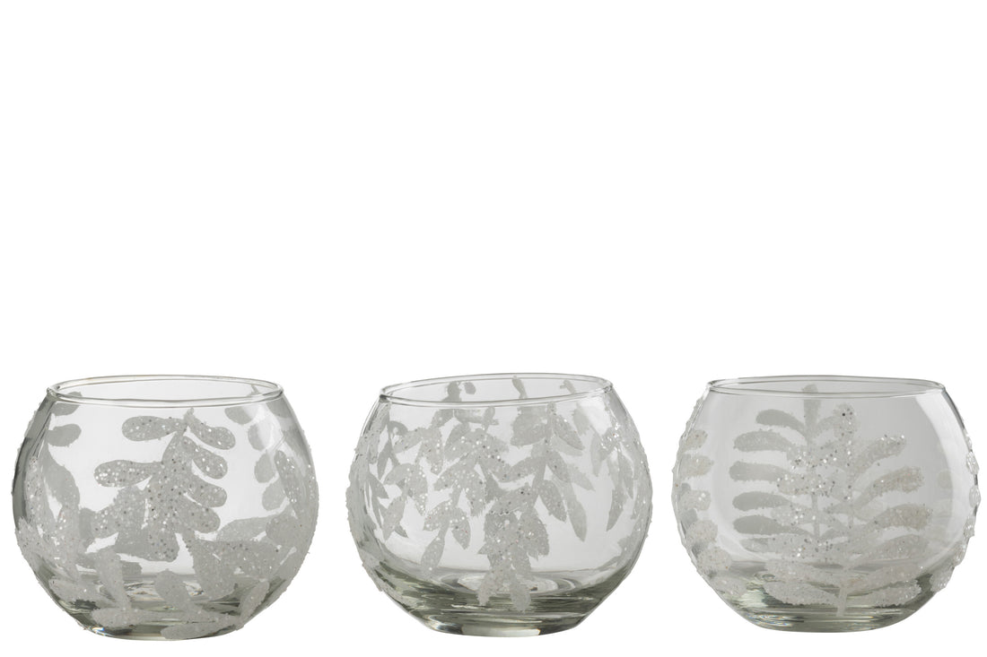 Orkaan Laat Pailletten Glas Wit Assortiment Van 3