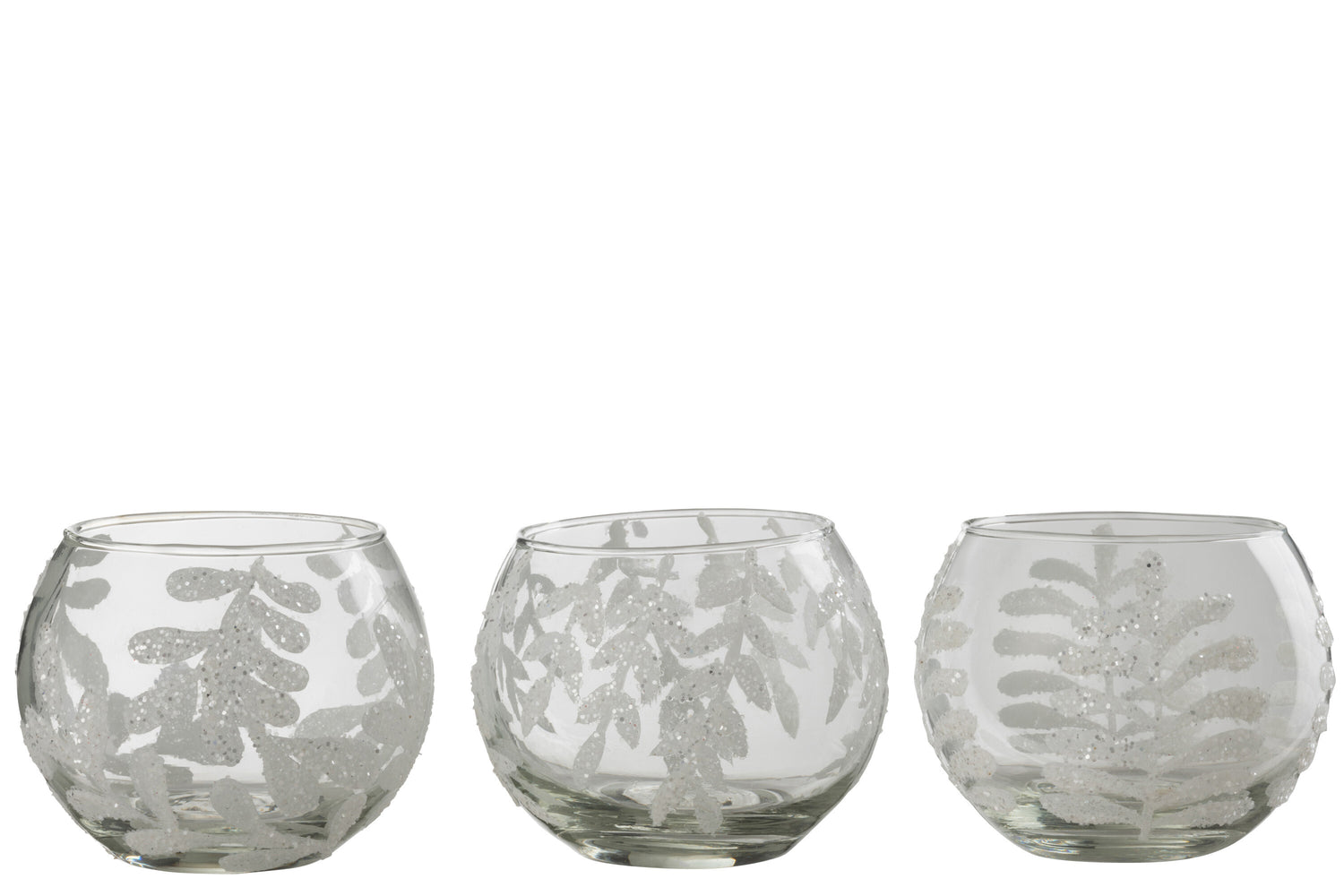 Orkaan Laat Pailletten Glas Wit Assortiment Van 3