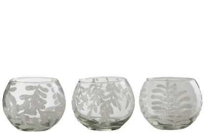 Orkaan Laat Pailletten Glas Wit Assortiment Van 3