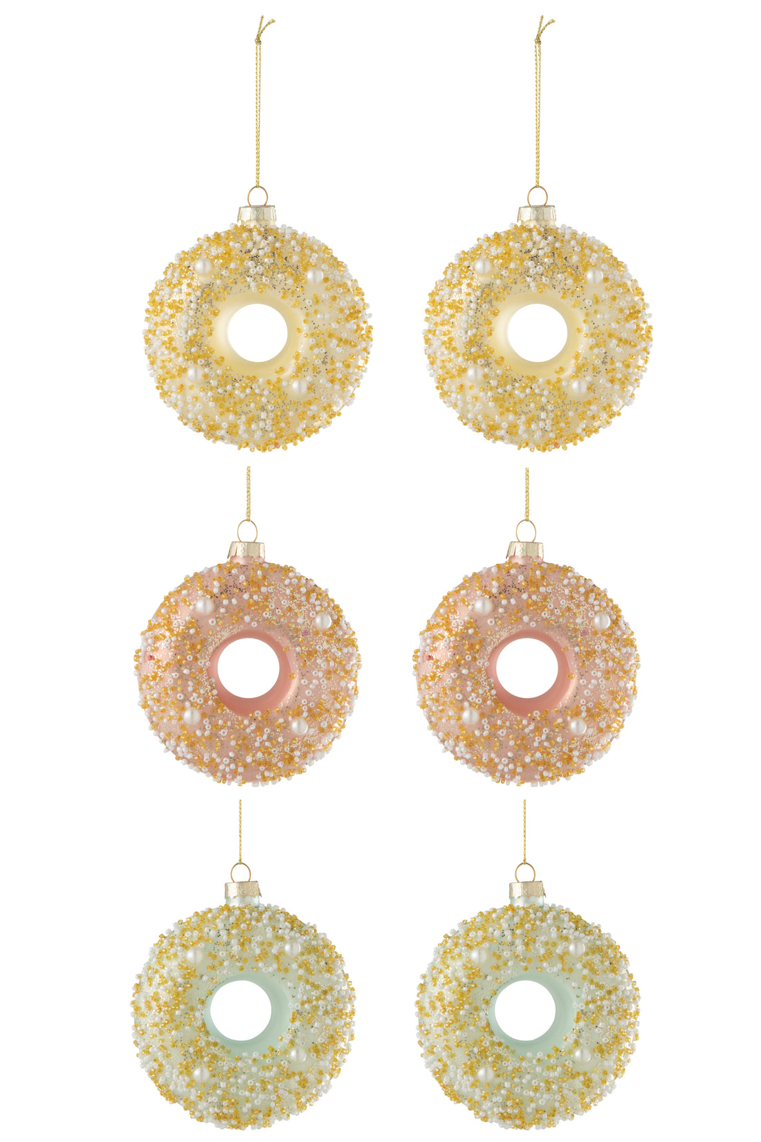 J-Line Doos Van 6 Donut Hanger 2+2+2 Pailletten Glas Mix