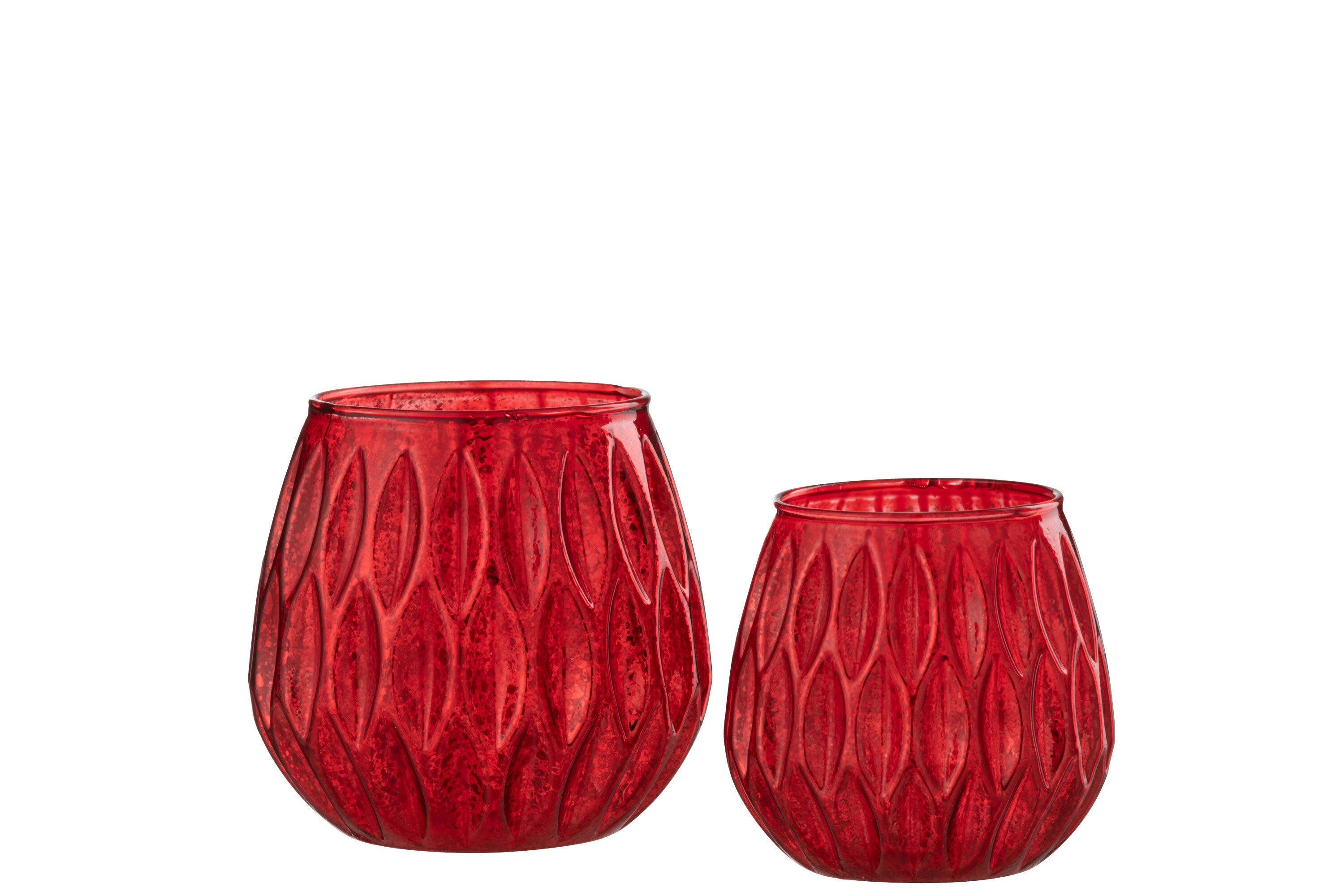 J-Line kaarshouder Motieven - glas - rood - large - 2 stuks