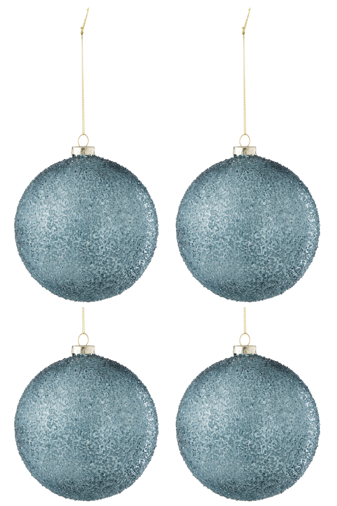 J-Line Doos met 4 kerstballenparels glas blauw groot