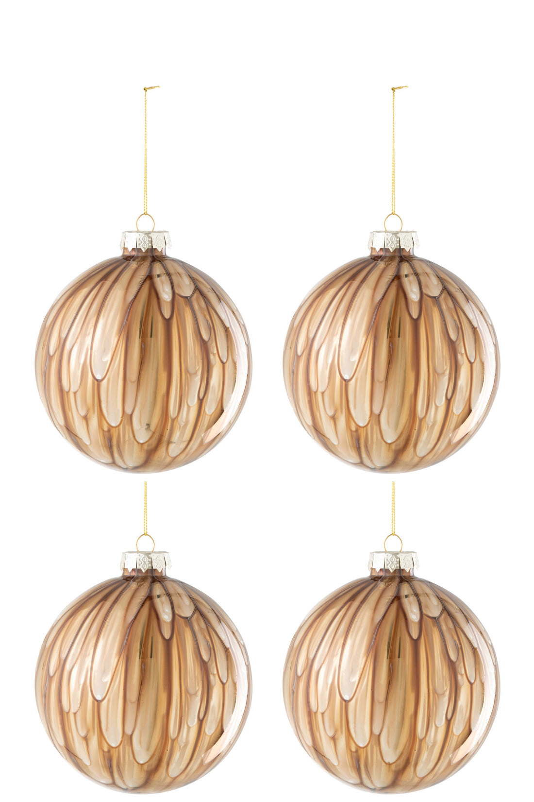 J-Line Box Of 4 Christmas Bauble Spots Glass Brown/Gold Large