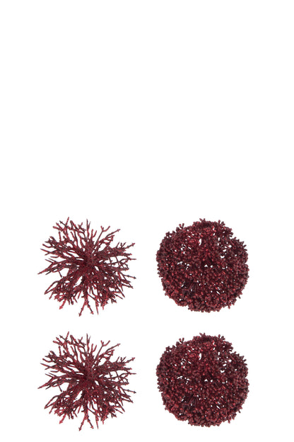 J-Line Doos Van 4 Bal Hanger Rond/Koraal Plastiek Rood