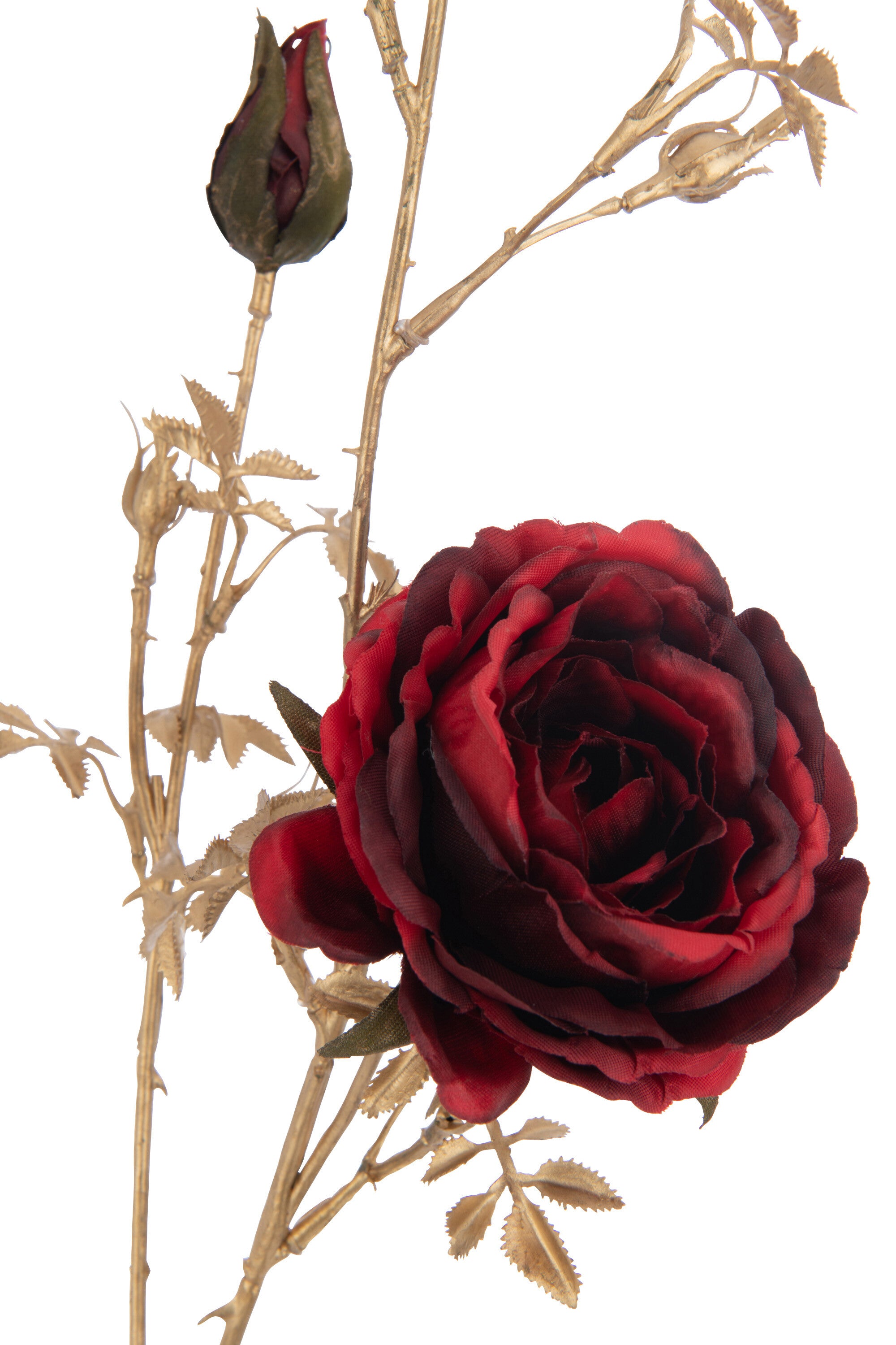 J-Line Rozenstruik 3 Bloemen+Knoppen Plastiek Rood/Goud