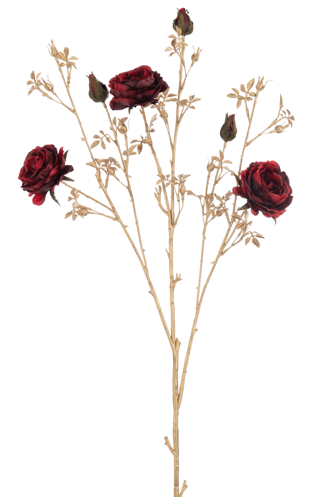 J-Line Rozenstruik 3 Bloemen+Knoppen Plastiek Rood/Goud