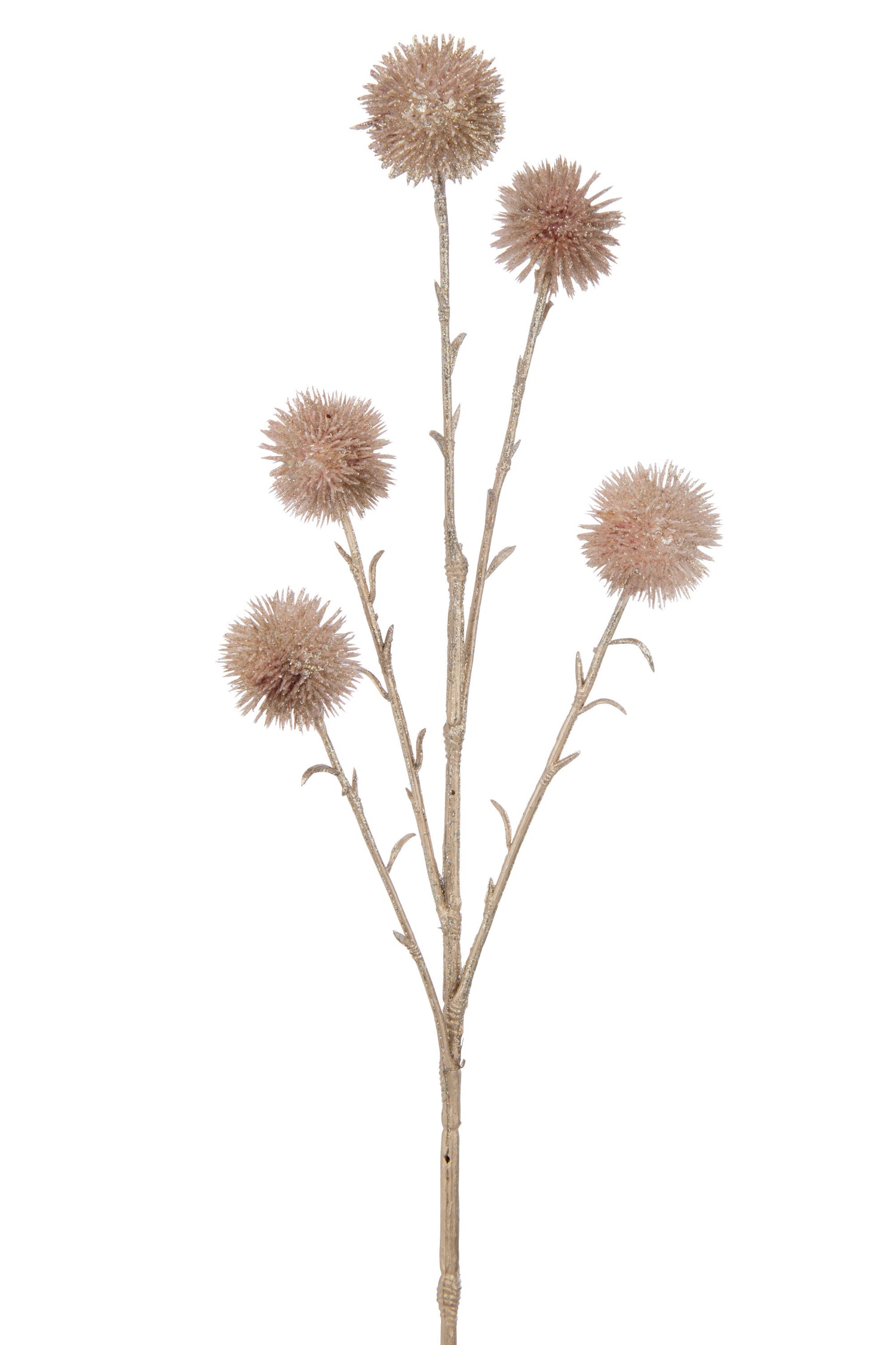 J-Line Tak Echinops 5 Bloemen+Glitters Plastiek Licht Roze