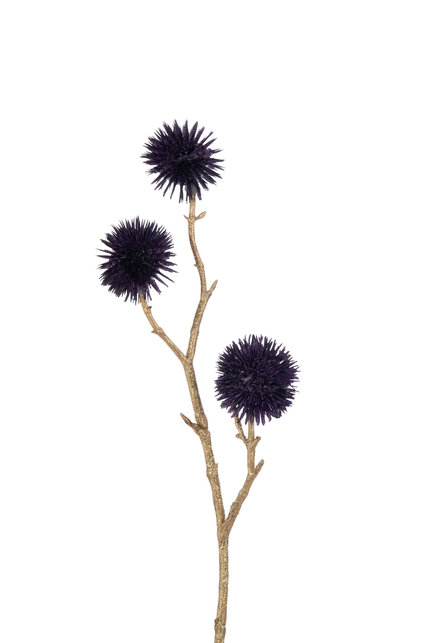 J-Line Tak Echinops 3 Bloemen Plastiek Paars/Goud