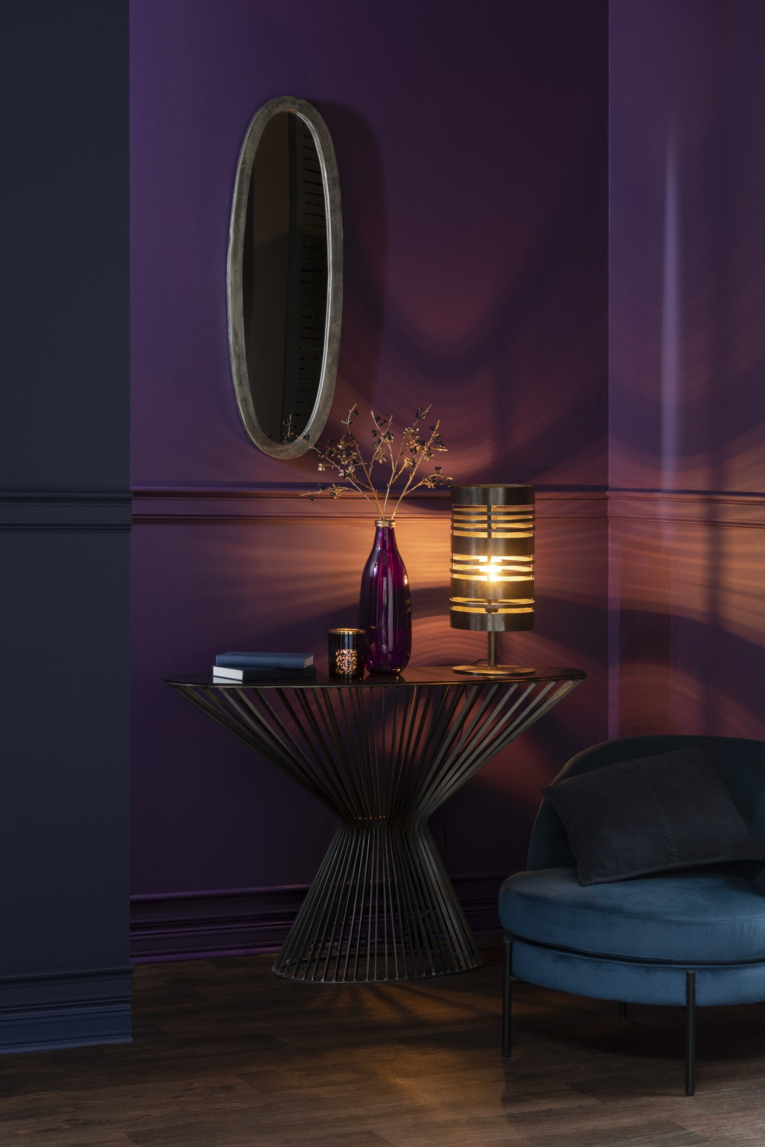 Console Ovaal Bar Metaal/Glas Grijs/Bruin