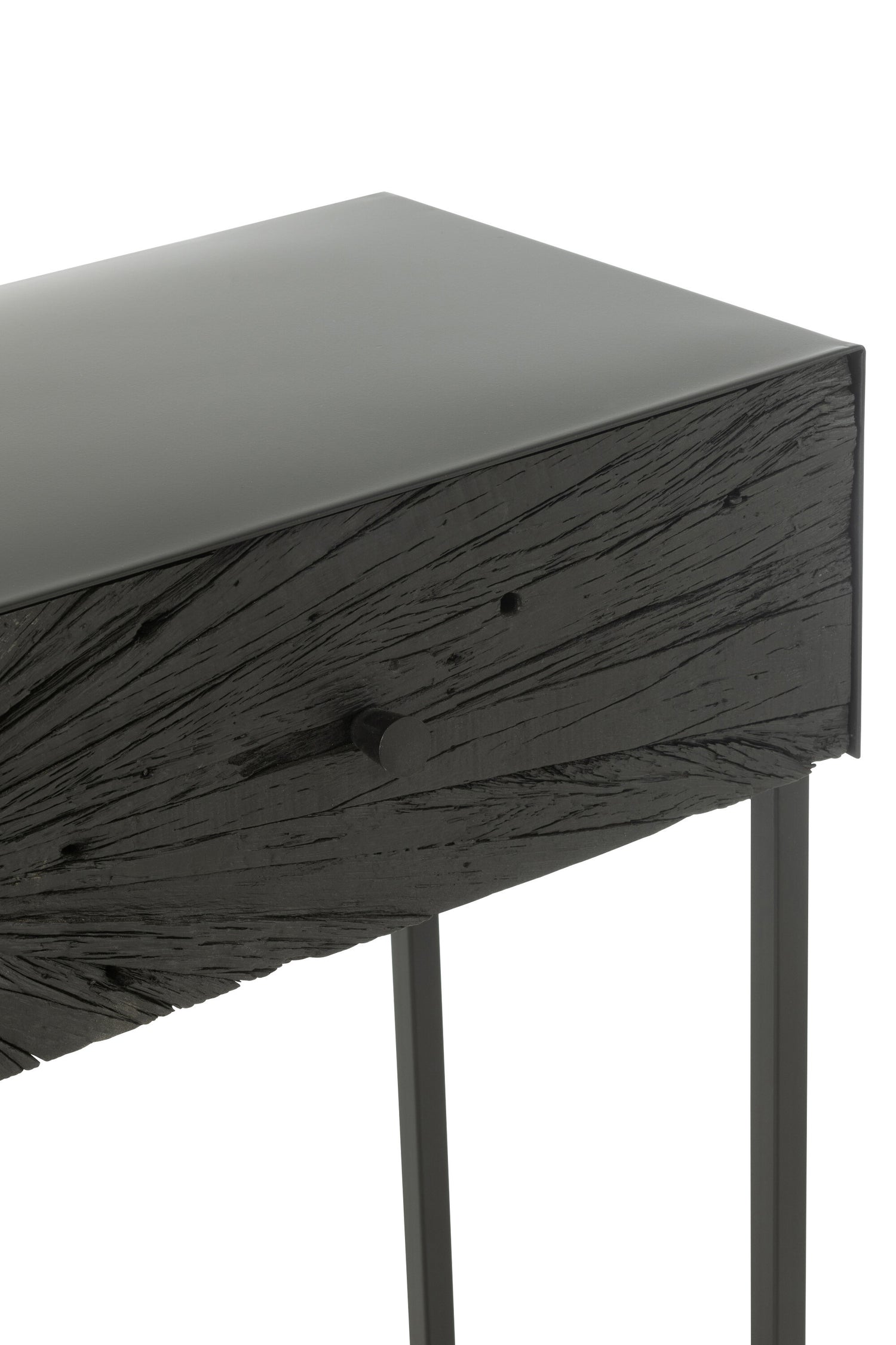 J-Line Console Shanil Hout/Ijzer Zwart