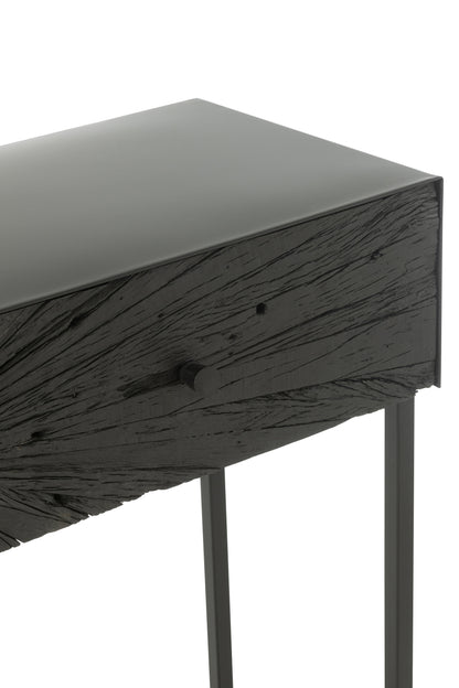 J-Line Console Shanil Hout/Ijzer Zwart