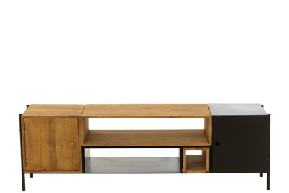 Tv-meubel Tina Sparrenhout/IJzer Zwart/Natuurlijk