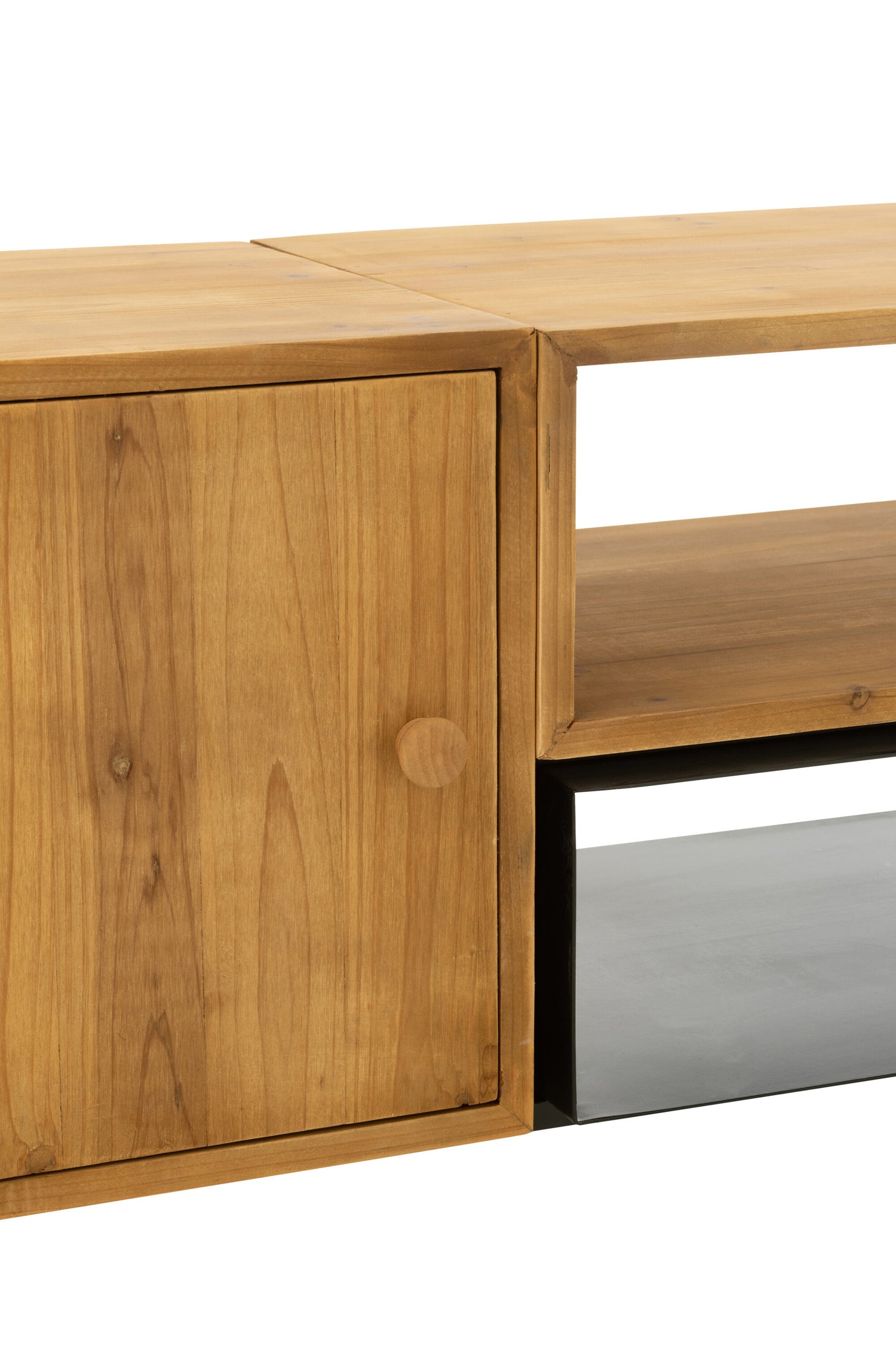 Tv-meubel Tina van dennenhout/ijzer zwart/natuurlijk