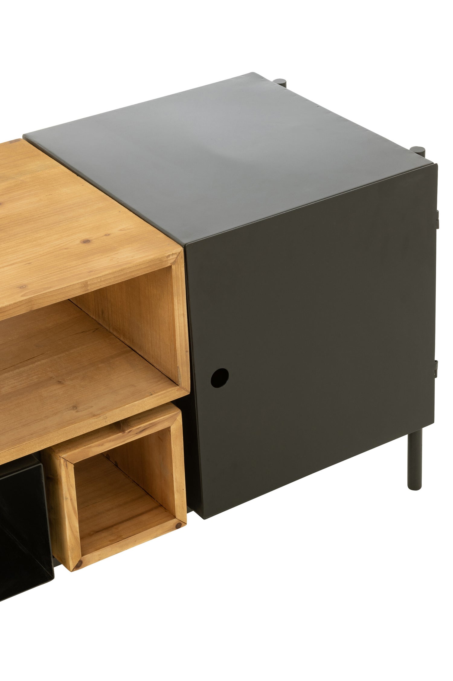 Tv-meubel Tina van dennenhout/ijzer zwart/natuurlijk