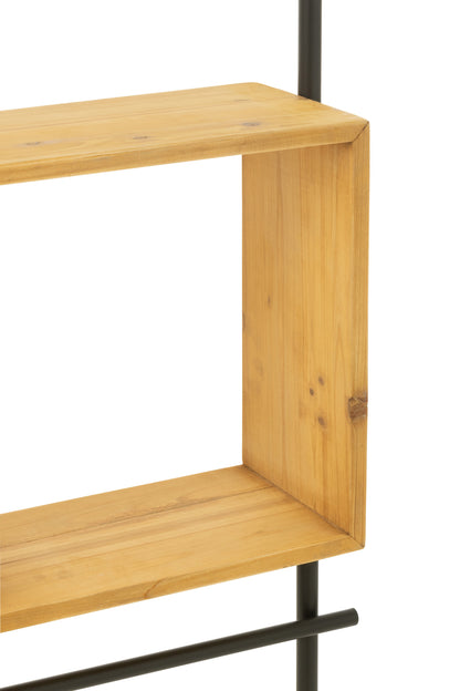 J-Line Muur Schap Met Spiegel Tina Hout/Ijzer Zwart/Naturel